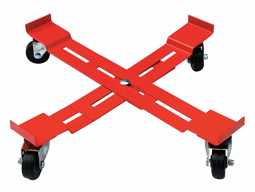 ADJUSTABLE CROSS-BRACE DRUM DOLLY, 1,000 LB LOAD CAPACITY, X-SHAPE, 4 SWIVEL