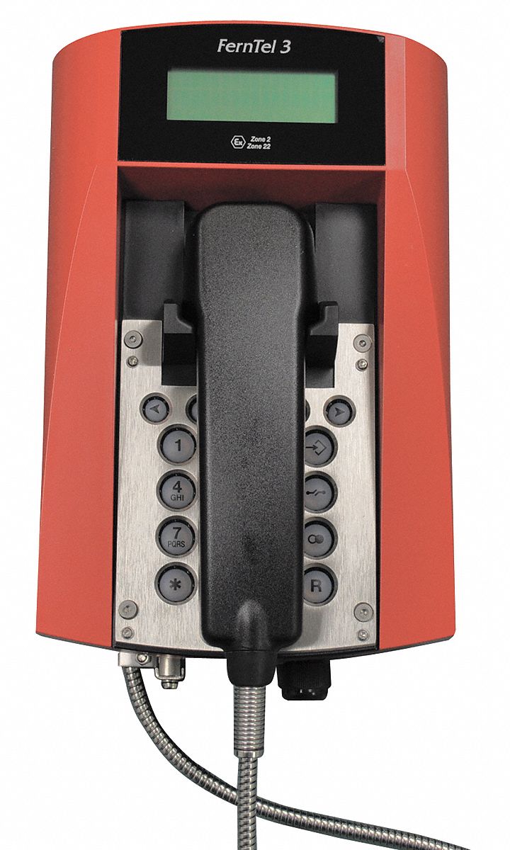 Explosion Proof Phone: Zone 2, 22, Black/Red, 1 Lines