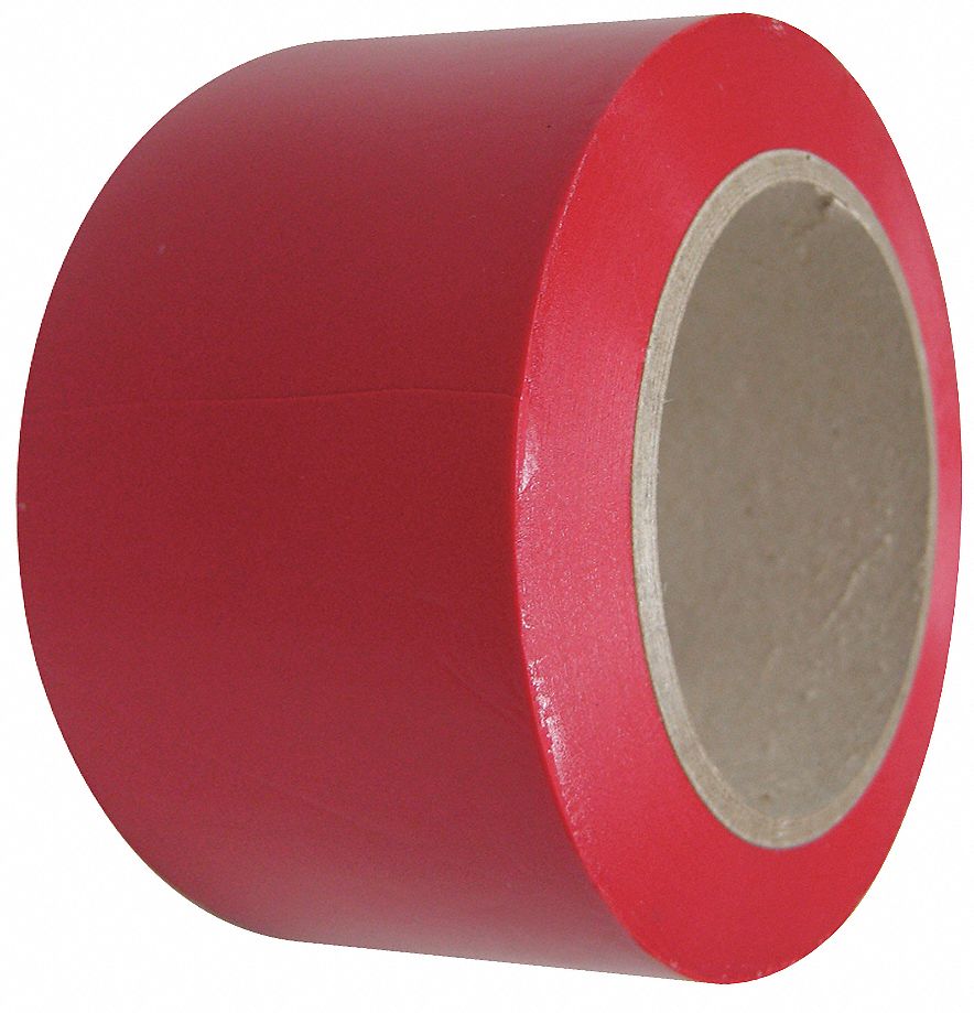 Safety Warning Tape, Continuous Roll, Solid, Red, 3 in, 108 ft, Vinyl ...