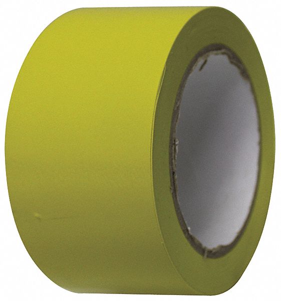 Floor Marking Tape: Gen Purpose, Solid, Yellow, 2 in x 108 ft, 5 mil Tape Thick, Approved Vendor