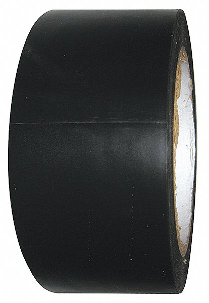 Floor Marking Tape: Gen Purpose, Solid, Black, 2 in x 108 ft, 5 mil Tape Thick, Approved Vendor