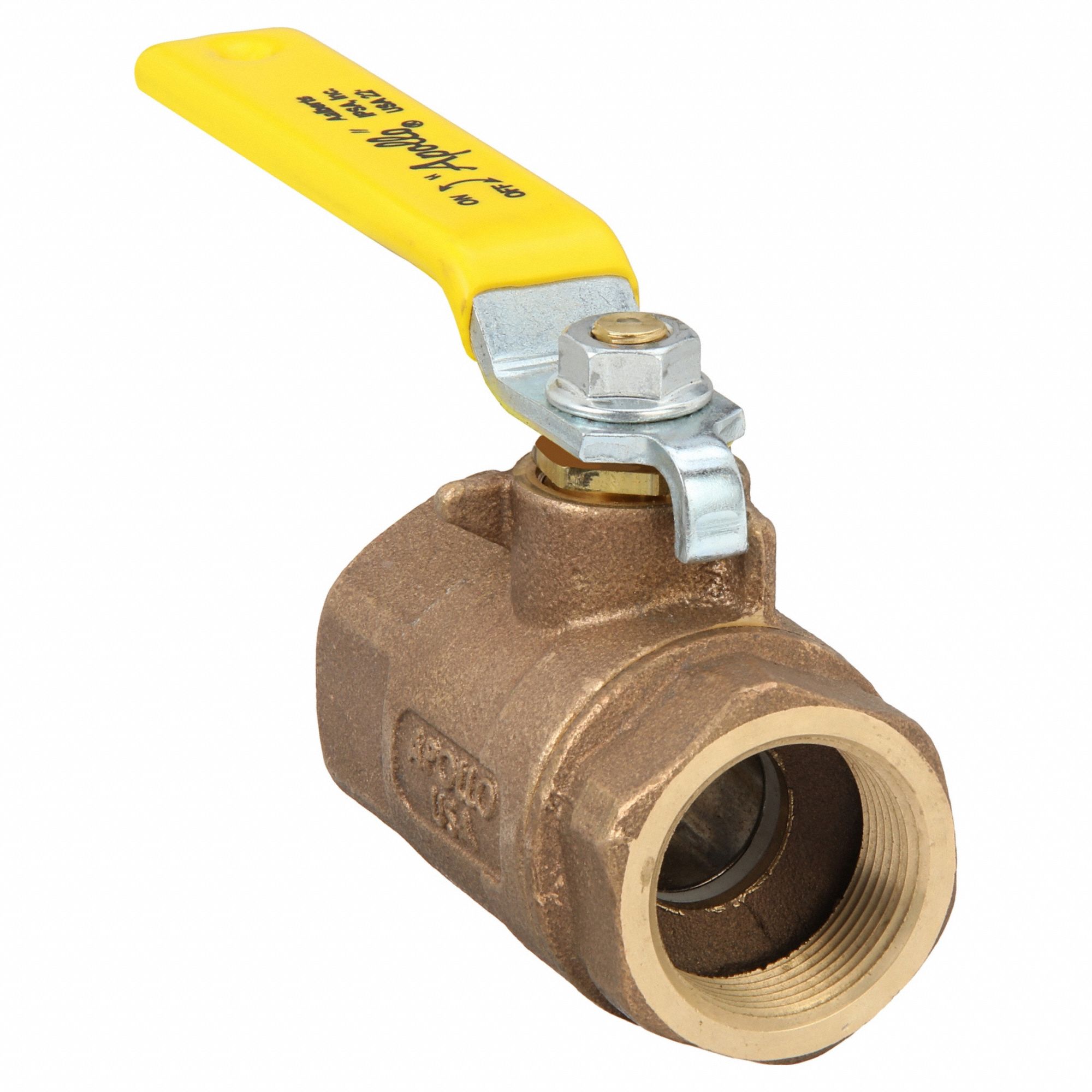 Manual Two-Way Ball Valve: 1 1/4 in, Bronze, Straight, FNPT x FNPT, Std Port, Two-Piece, PTFE