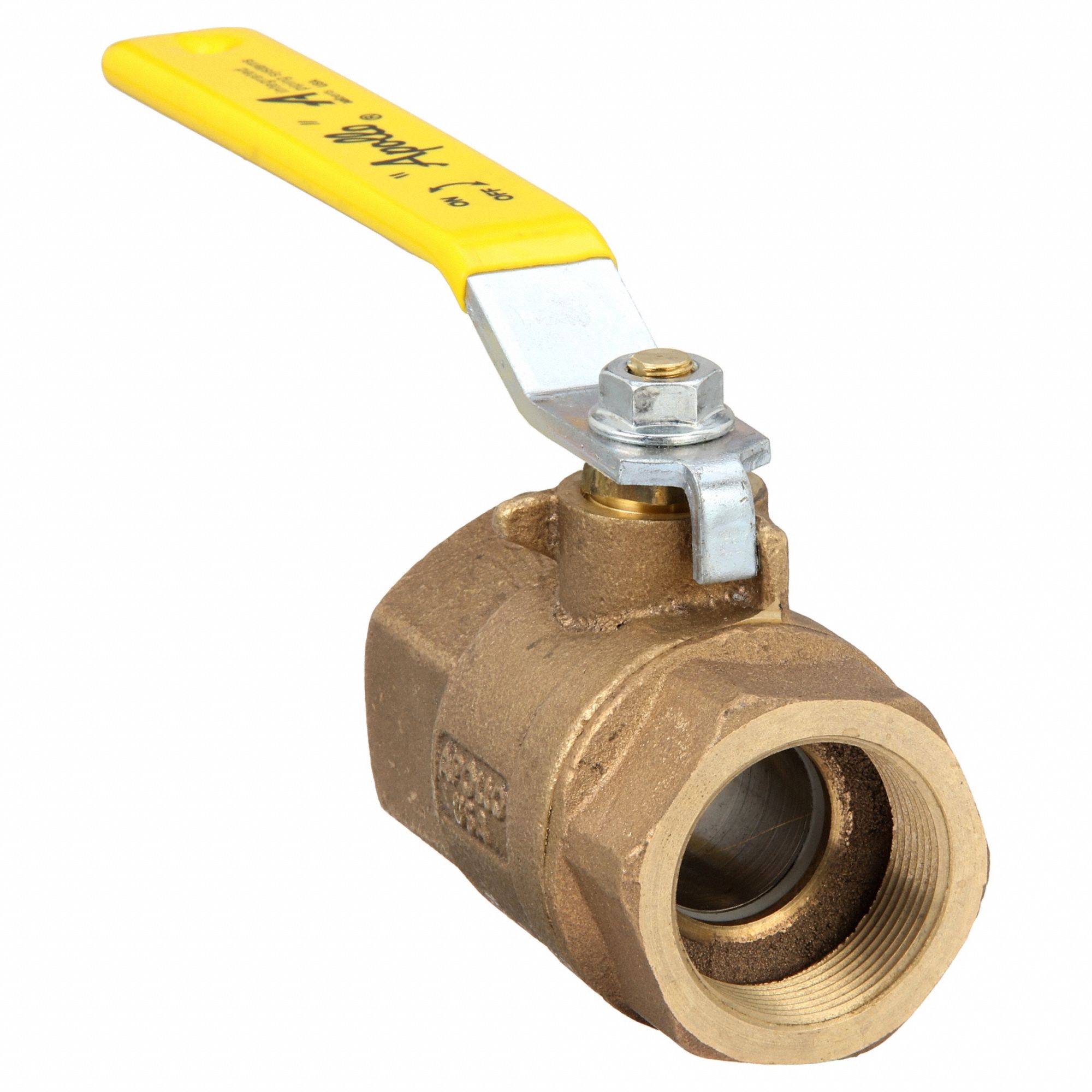 Manual Two-Way Ball Valve: 1 1/2 in, Bronze, Straight, FNPT x FNPT, Std Port, Two-Piece, PTFE