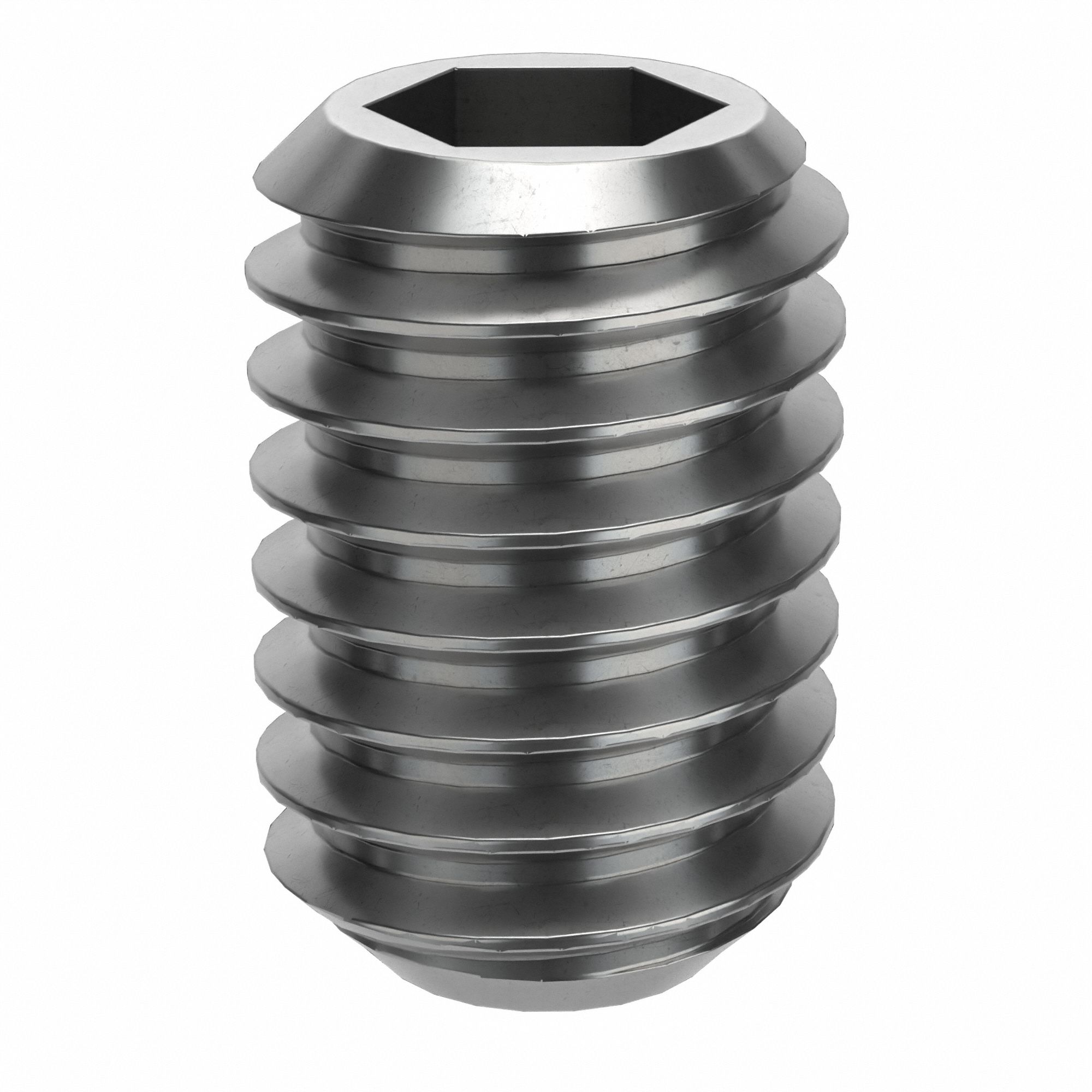 Socket Set Screw: M4x0.7 Thread Size, 6 mm Overall Lg, Flat pt, Stainless Steel, Plain, 25 PK