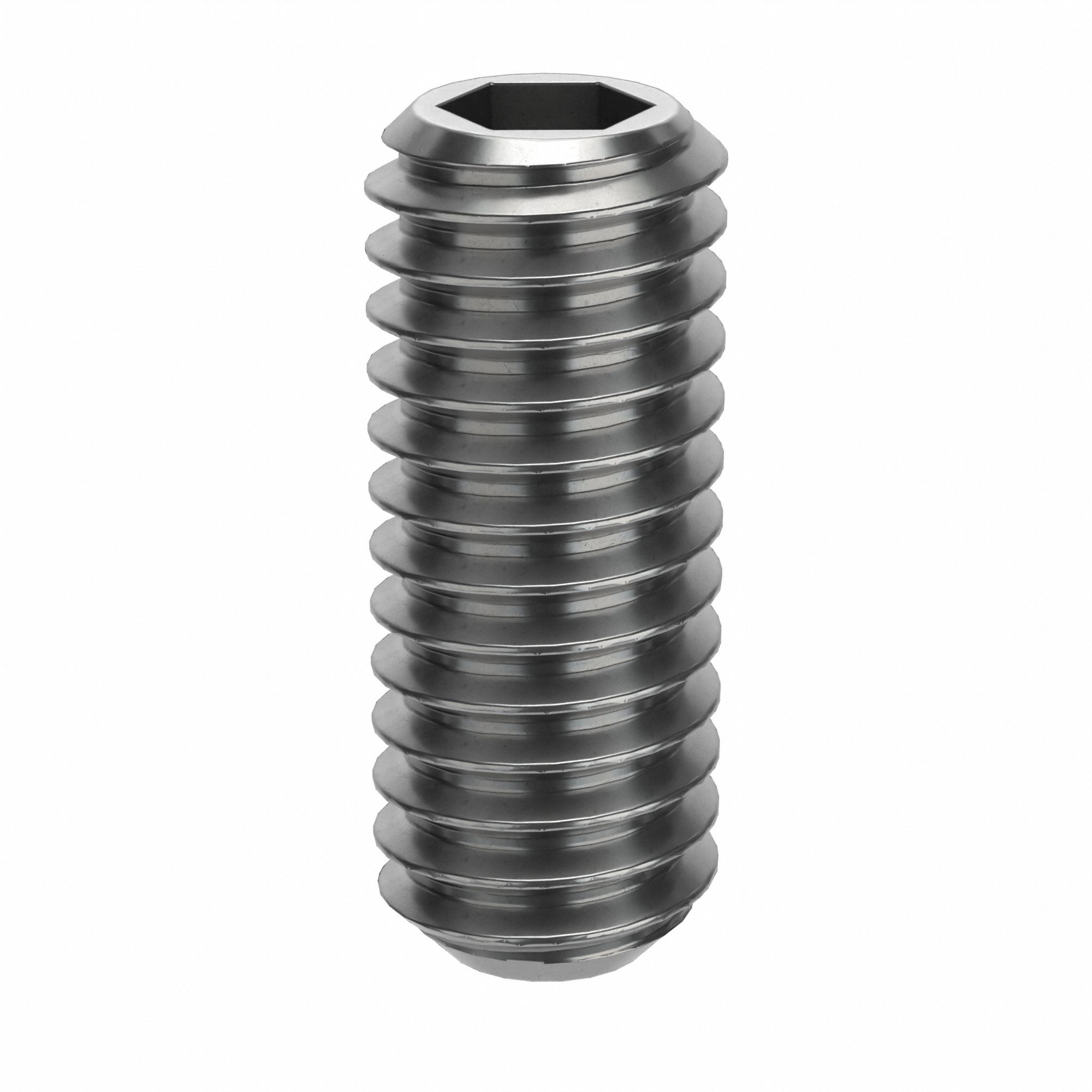 Socket Set Screw: M4x0.7 Thread Size, 10 mm Overall Lg, Flat pt, Stainless Steel, Plain, 50 PK
