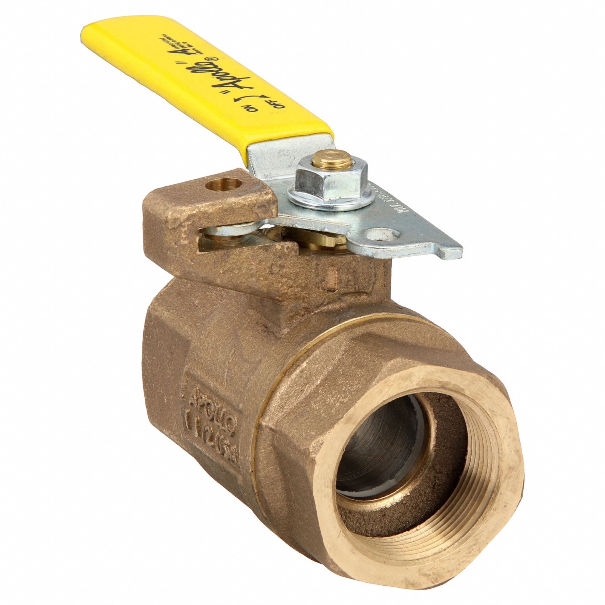 Manual Two-Way Ball Valve: 1 1/2 in, Bronze, Straight, FNPT x FNPT, Std Port, Two-Piece, PTFE