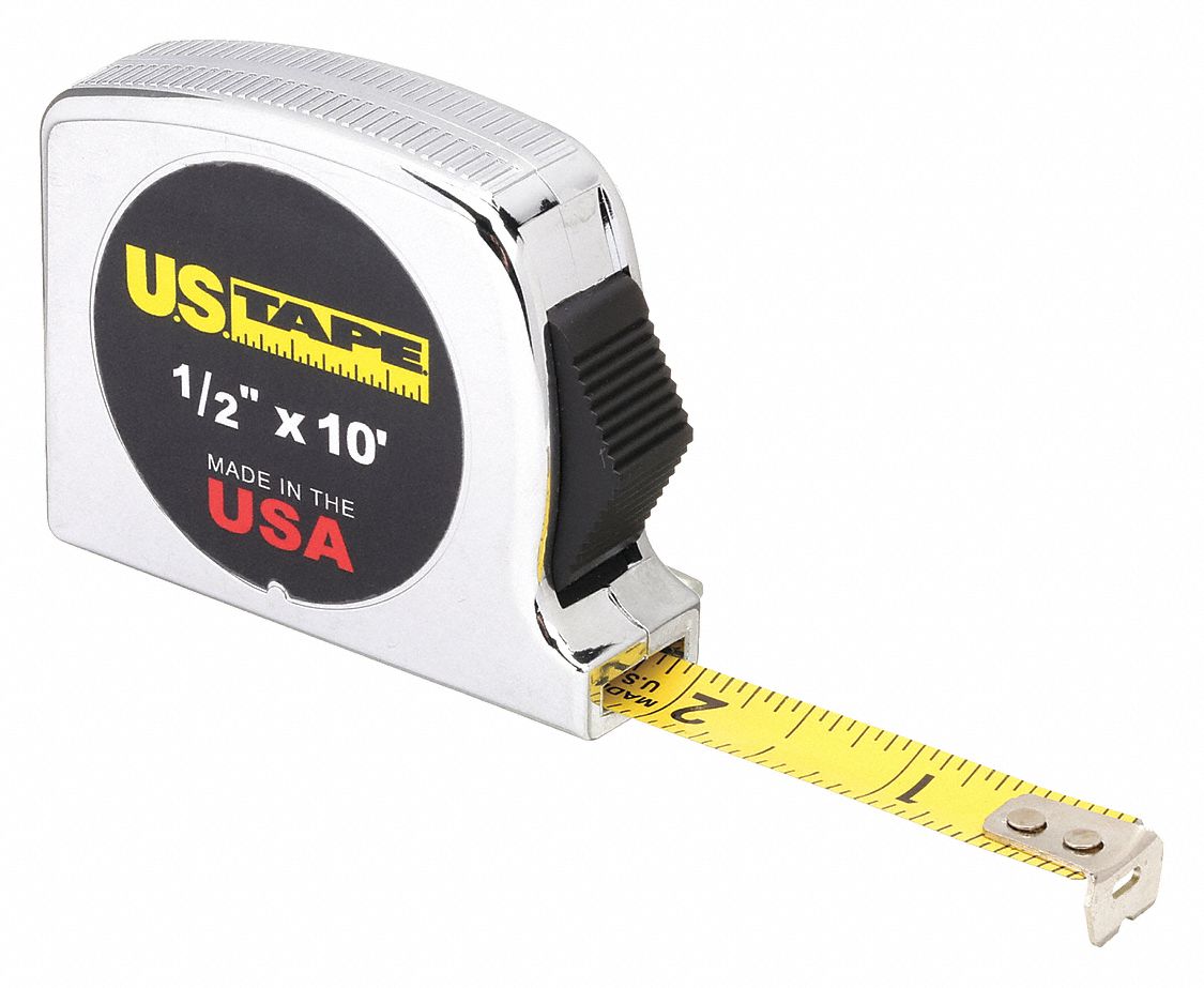 TAPE MEASURE,1/2 IN X 10 FT,CHROME,FT/IN