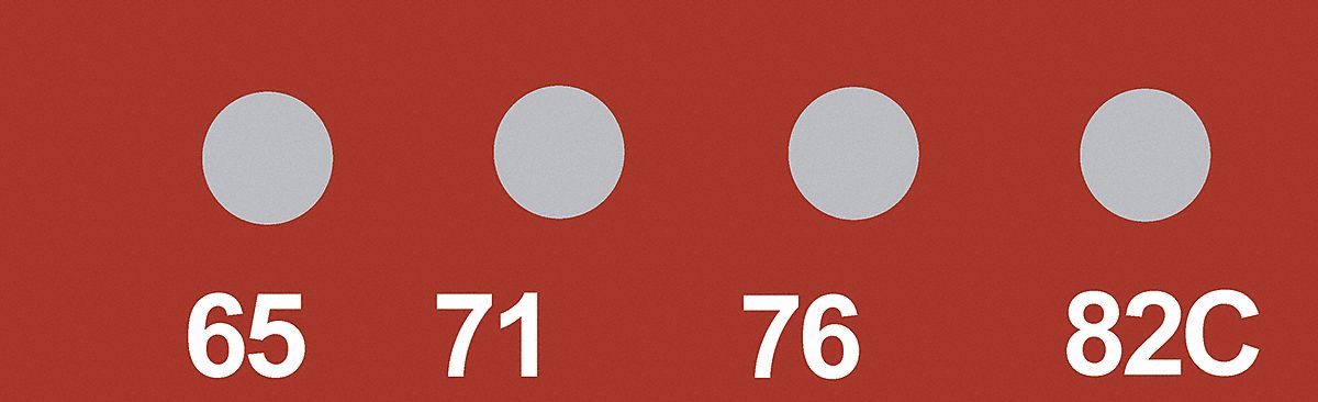 Non-Reversible Temp Indicator: Celsius, Non-Reversible, ±1% Accuracy, 4 Points, Mylar, 10 PK