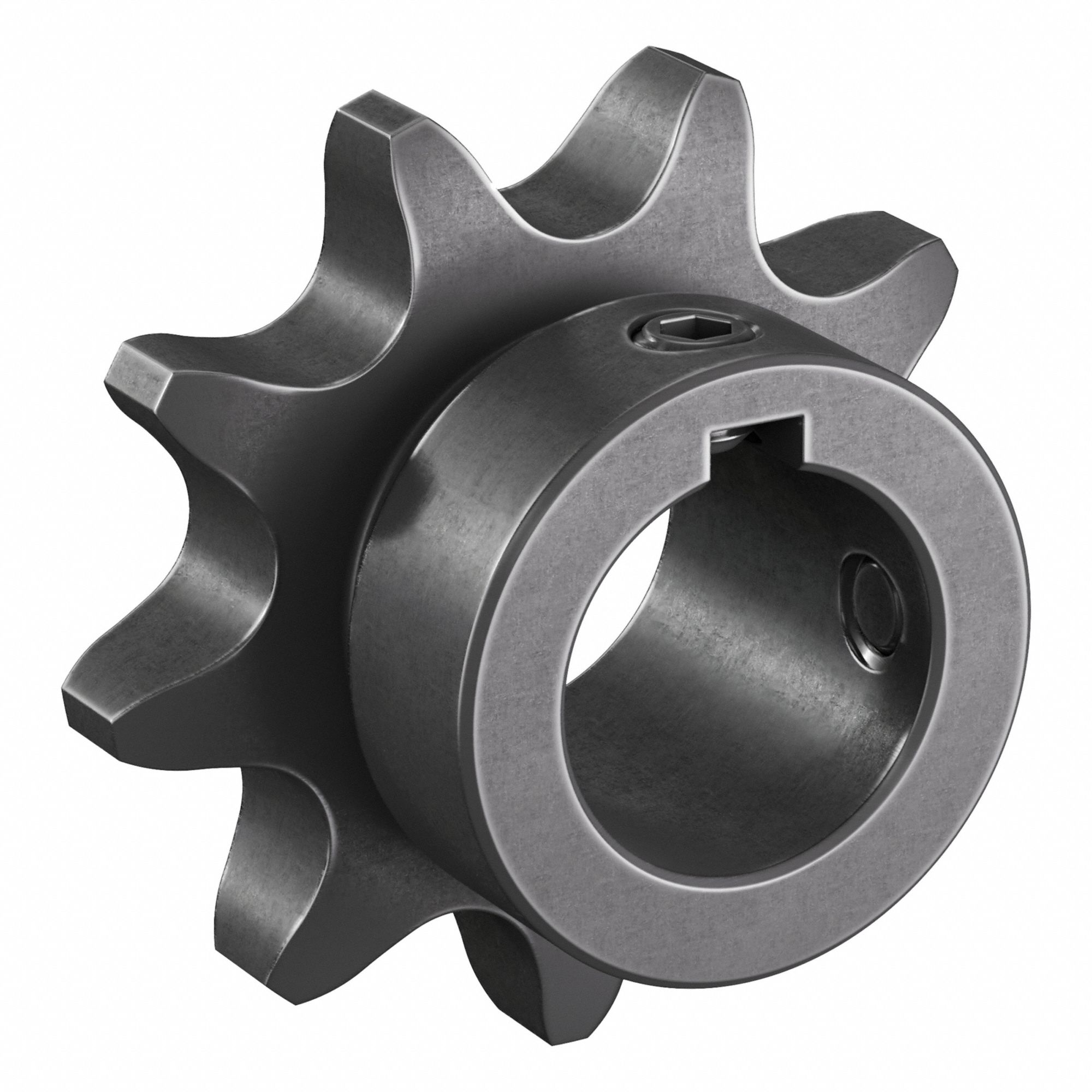 Single Strand Sprocket: 60, For 3/4 in Chain Pitch, 1 in Bore Dia, 9 Teeth, Steel