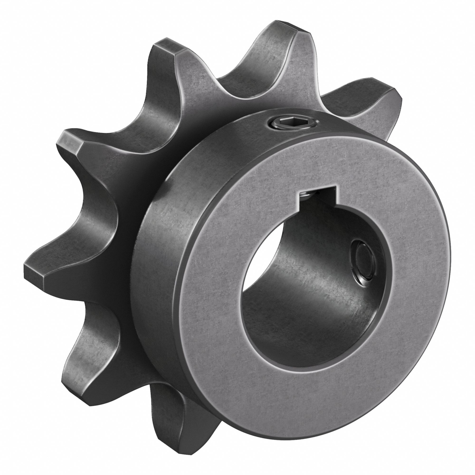 Single Strand Sprocket: 60, For 3/4 in Chain Pitch, 1 in Bore Dia, 10 Teeth, Steel