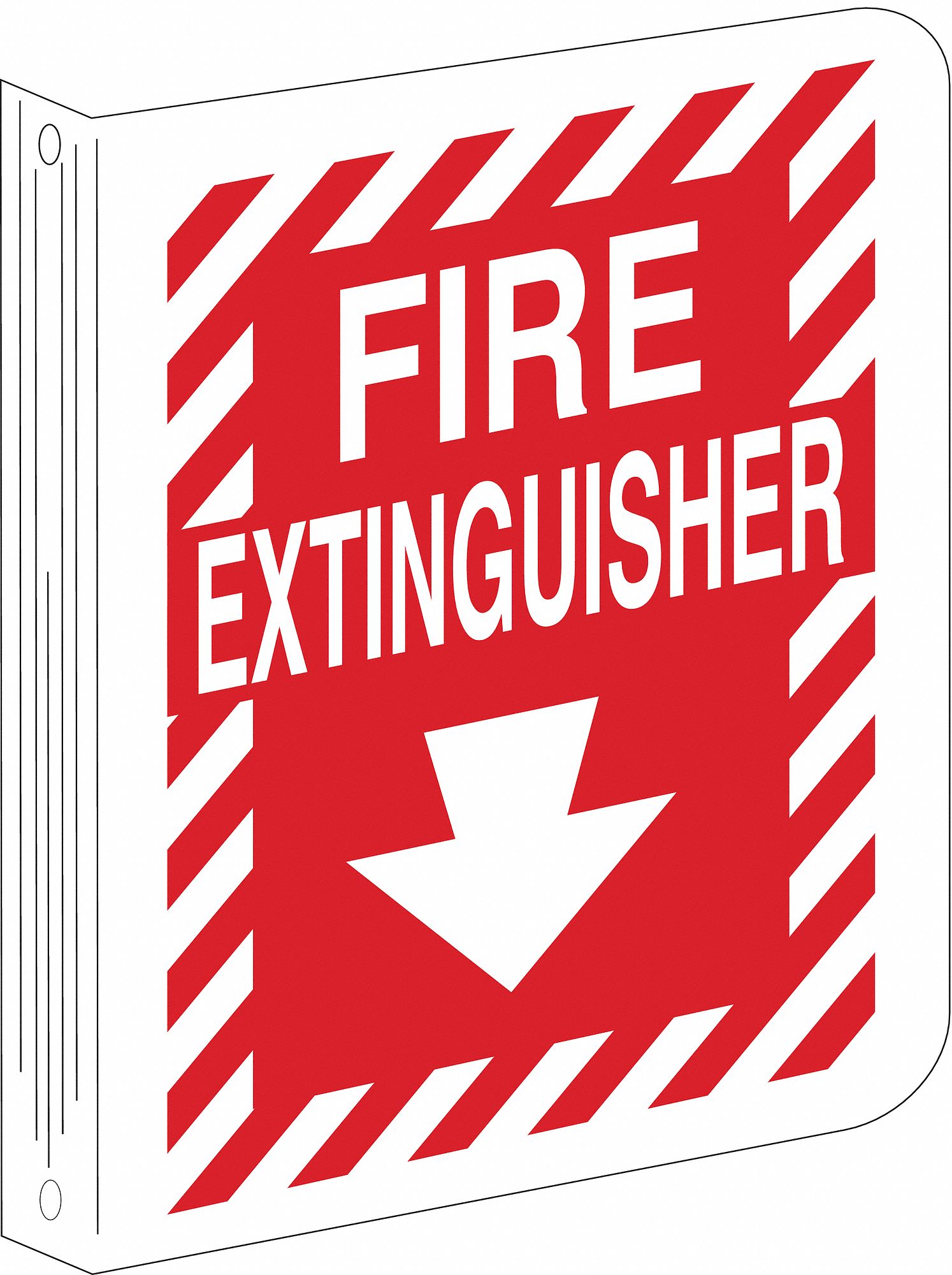 FIRE EXTINGUISHER SIGN, PLASTIC, MOUNTING HOLES, NOT RETROREFLECTIVE, 0.055 IN THICK, WHITE