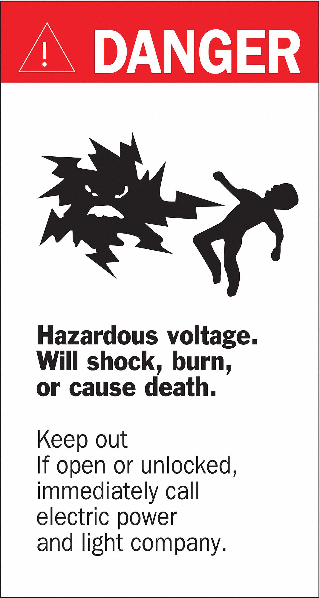 Hazardous Voltage Label, 8in x 4.5in