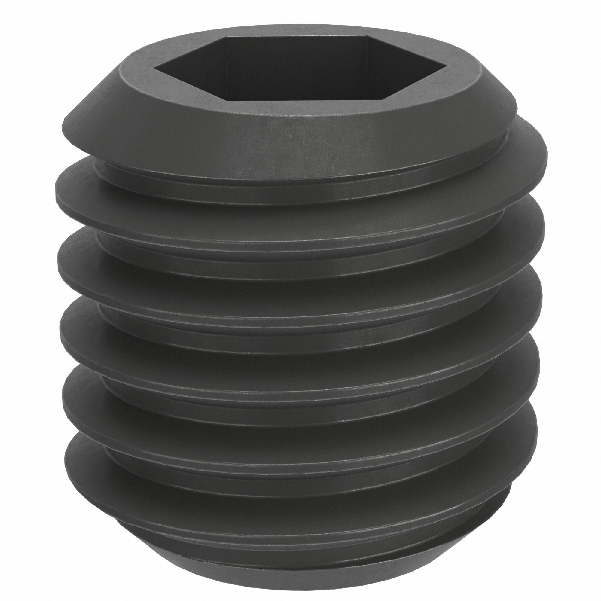 Socket Set Screw: M10x1.5 Thread Size, 10 mm Overall Lg, Flat pt, Steel, Black Oxide, Socket, 50 PK