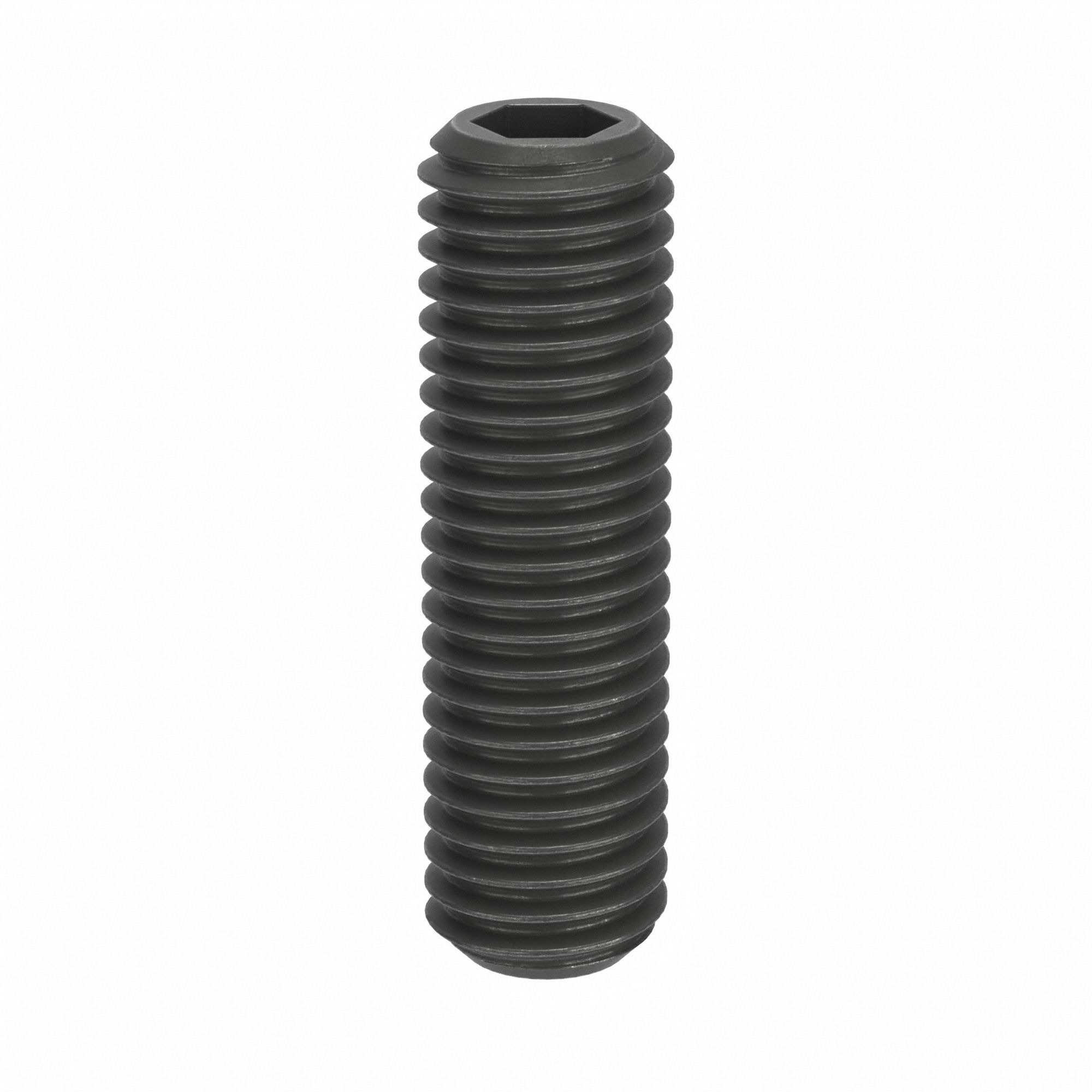 Socket Set Screw: M10x1.5 Thread Size, 35 mm Overall Lg, Flat pt, Steel, Black Oxide, Socket, 10 PK