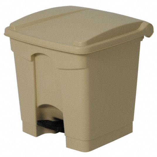 GRAINGER, Plastic, 8 gal Capacity, Step-On Trash Container - 6GAJ5 ...