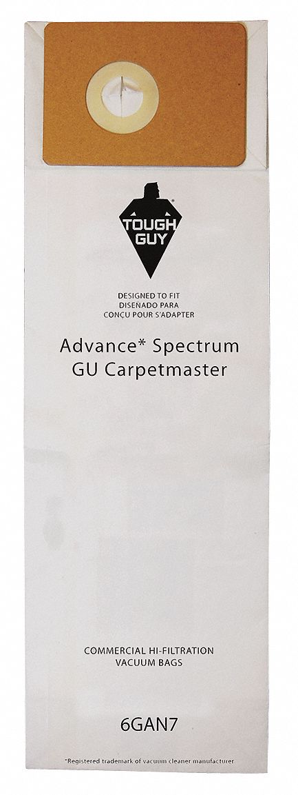 Vacuum Bag: Advance/Clarke/Triple S, Dry, Paper, 2-Ply, Std, 6GAN7