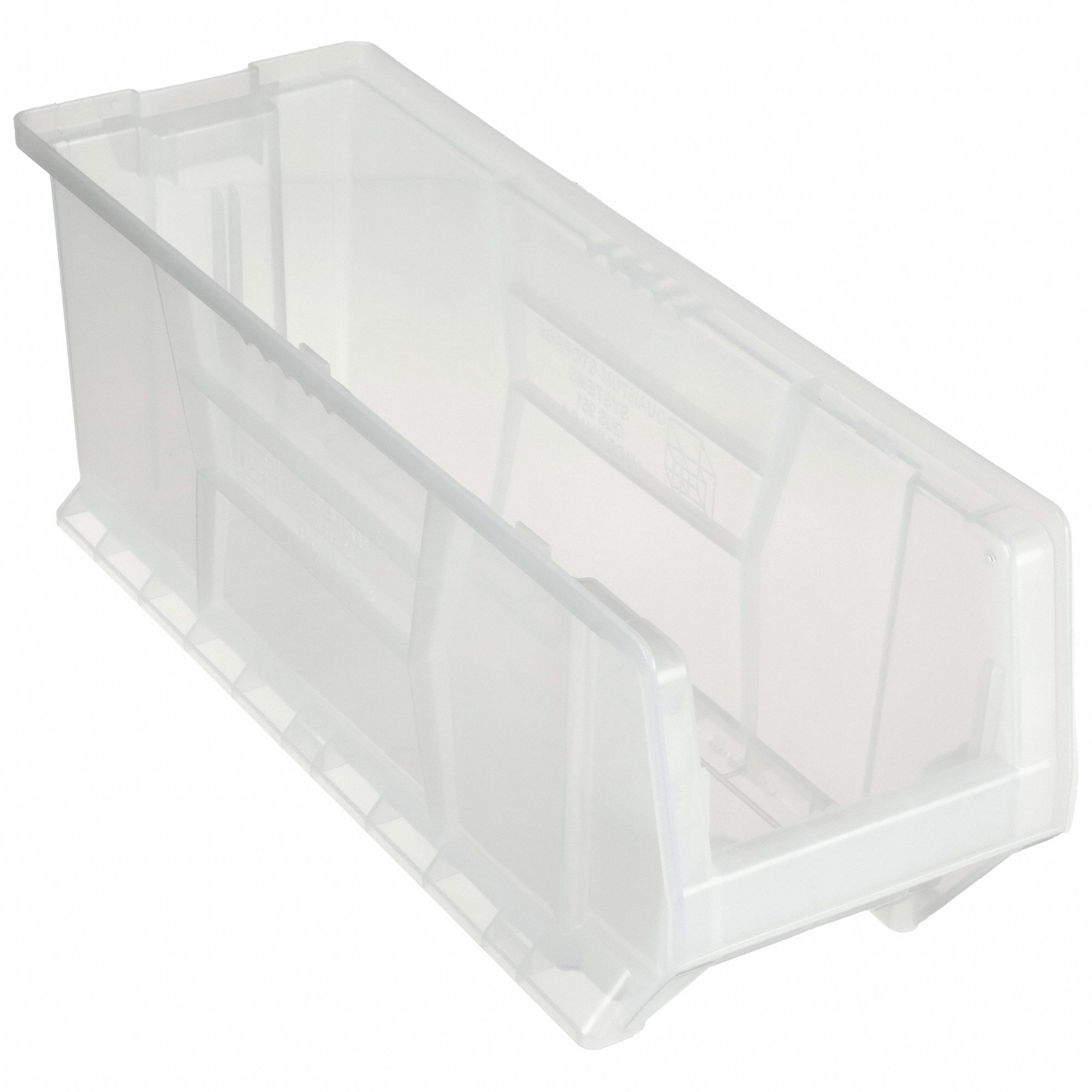 BIN, 23⅞ IN OVERALL L, 8¼ IN X 9 IN, CLEAR, STACKABLE