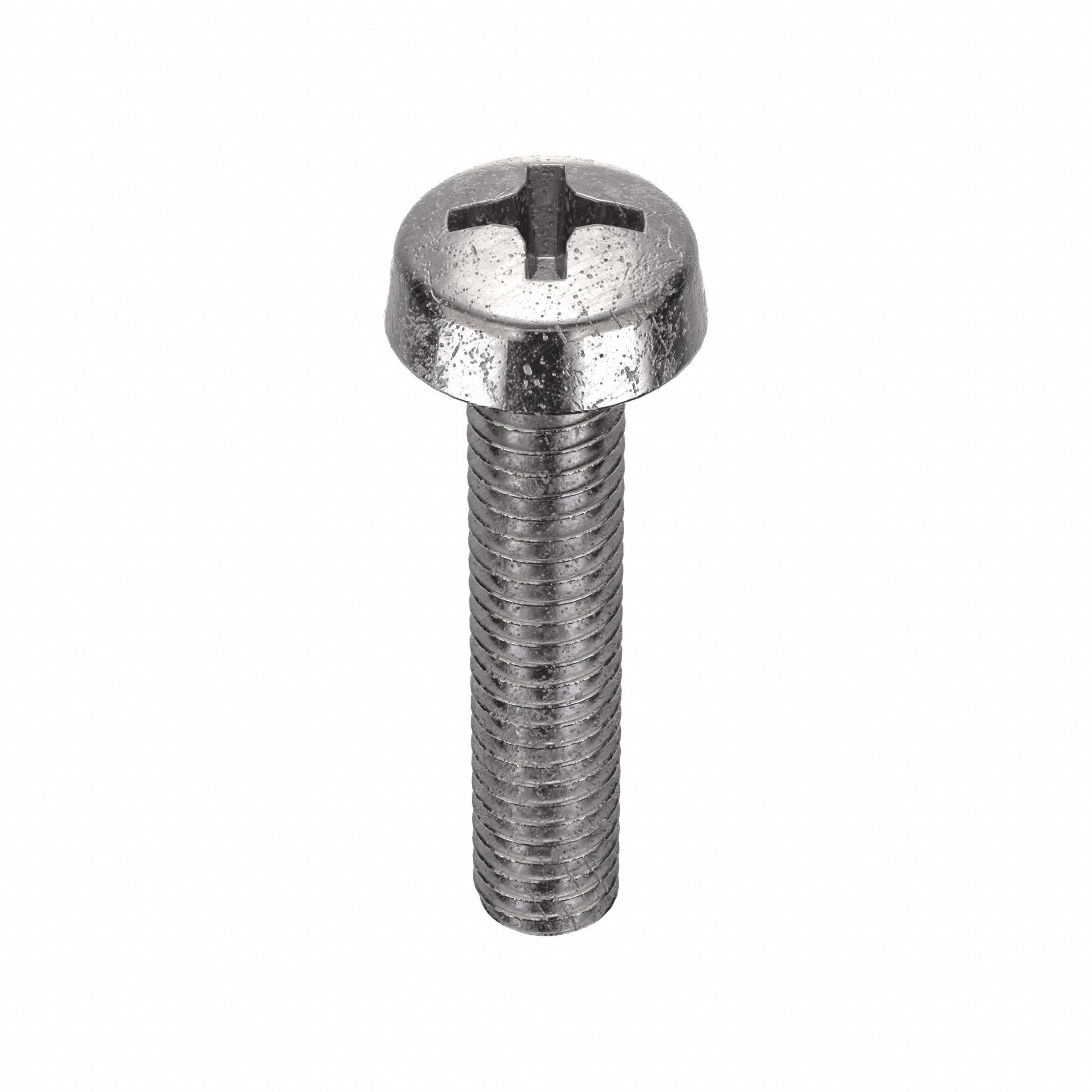 Machine Screw: M4x0.70 Thread Size, 20 mm Lg, 316, Stainless Steel, Plain, Cheese, Phillips, 50 PK