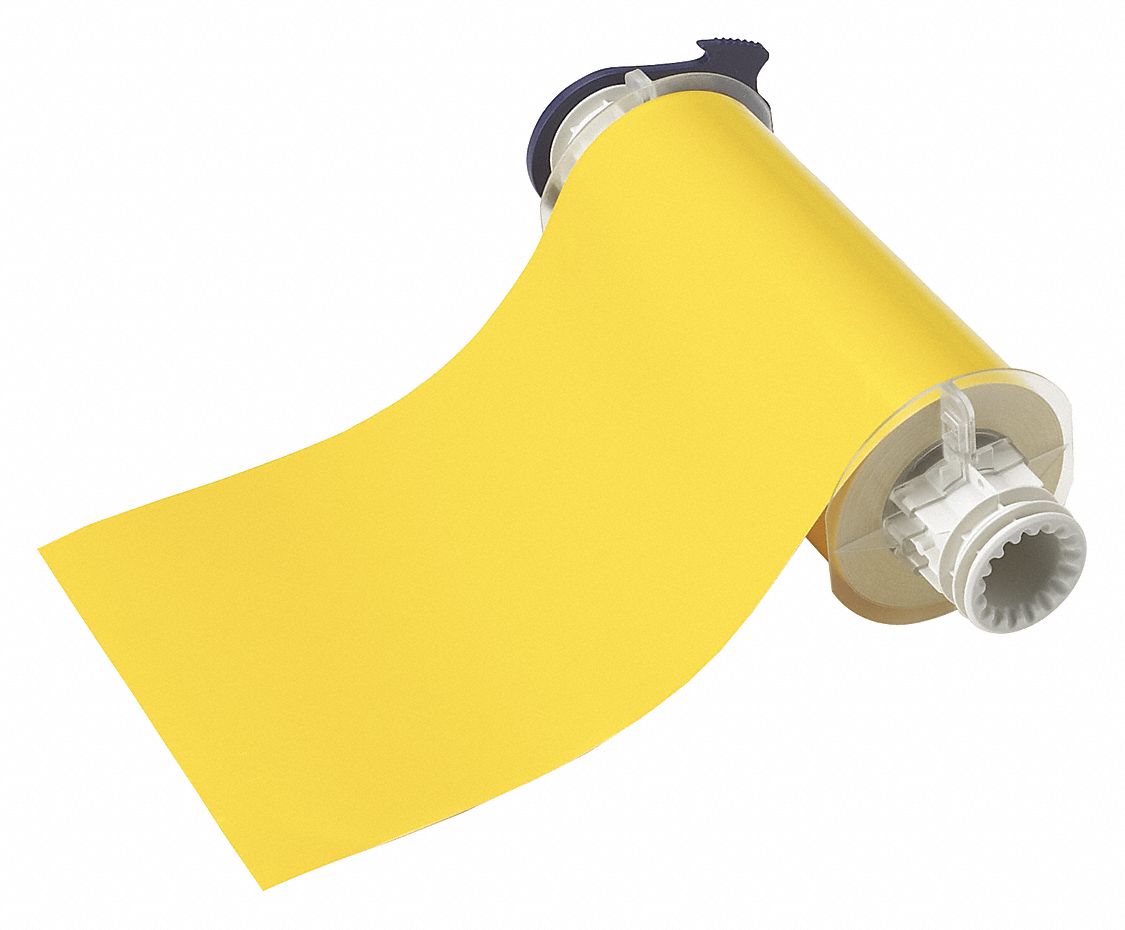 Continuous Label Stock: 7 in x 50 ft, Vinyl, Yellow (Gloss), Outdoor