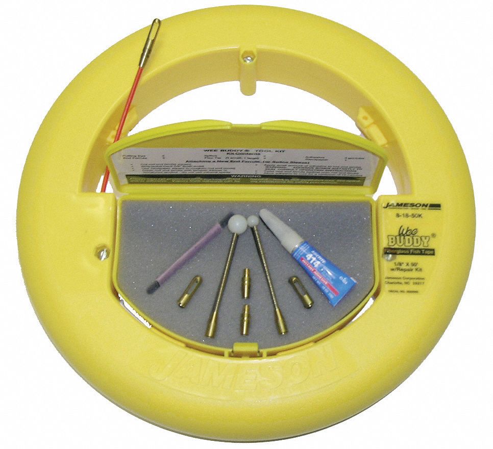 JAMESON 100 ft Fish Tape, Fiberglass, 1/8" Tape Size, Round Tape