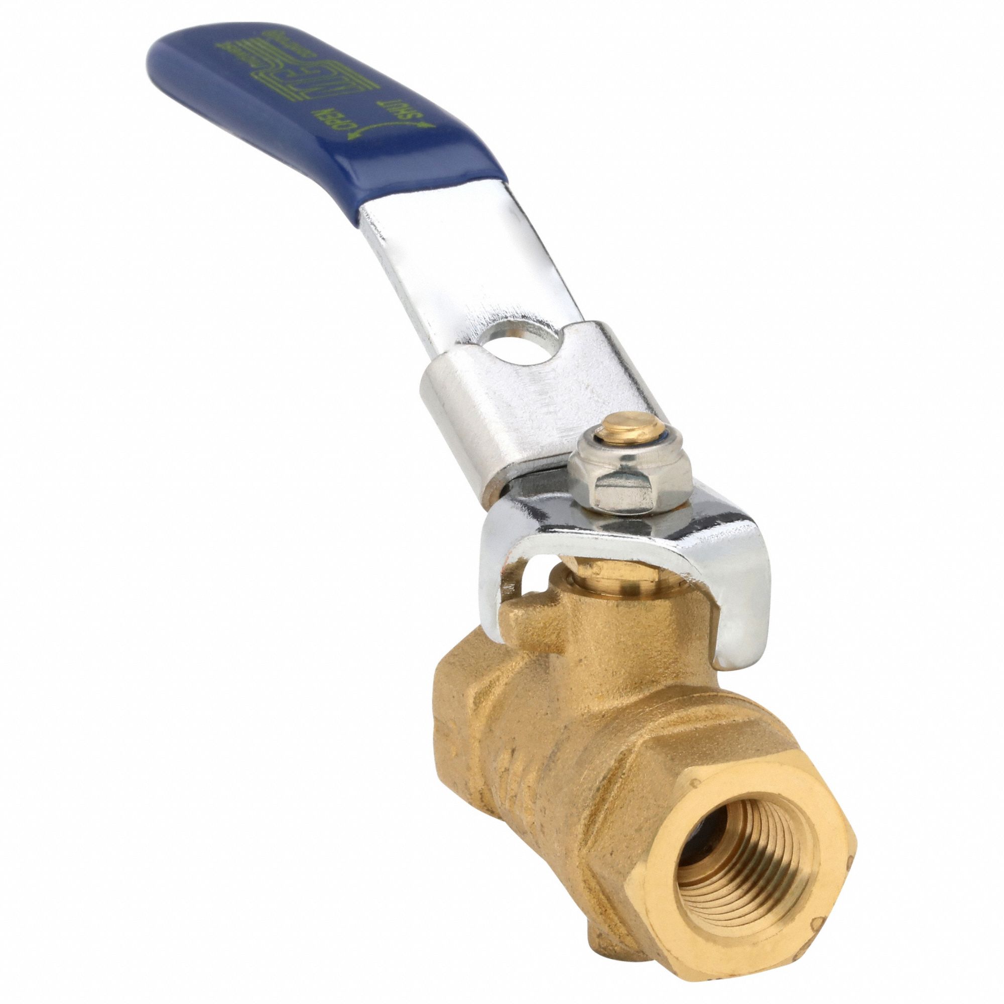 Manual Two-Way Ball Valve: 1/4 in, Brass, Straight, FNPT x FNPT, Full Port Ball Port