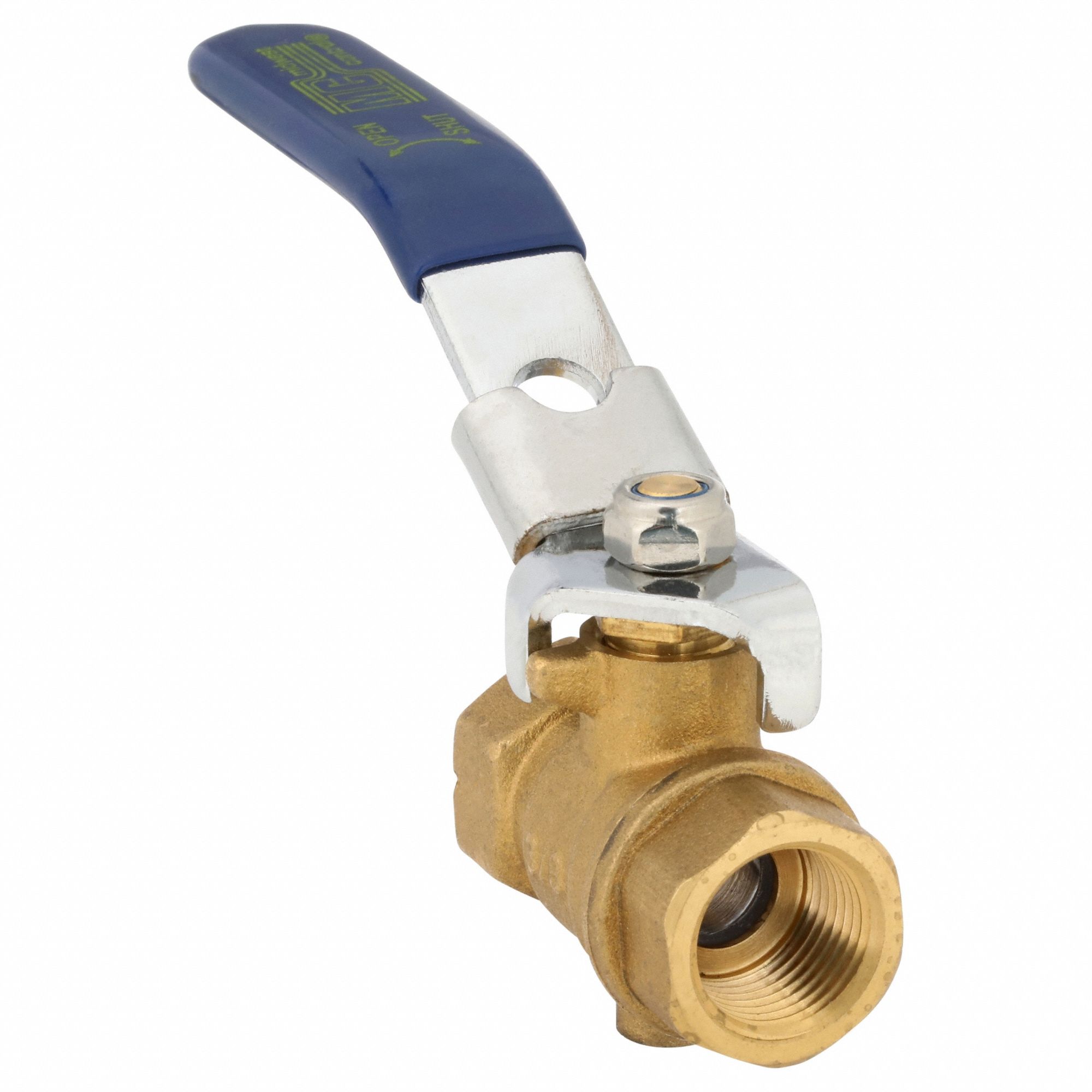 Manual Two-Way Ball Valve: 3/8 in, Brass, Straight, FNPT x FNPT, Full Port Ball Port