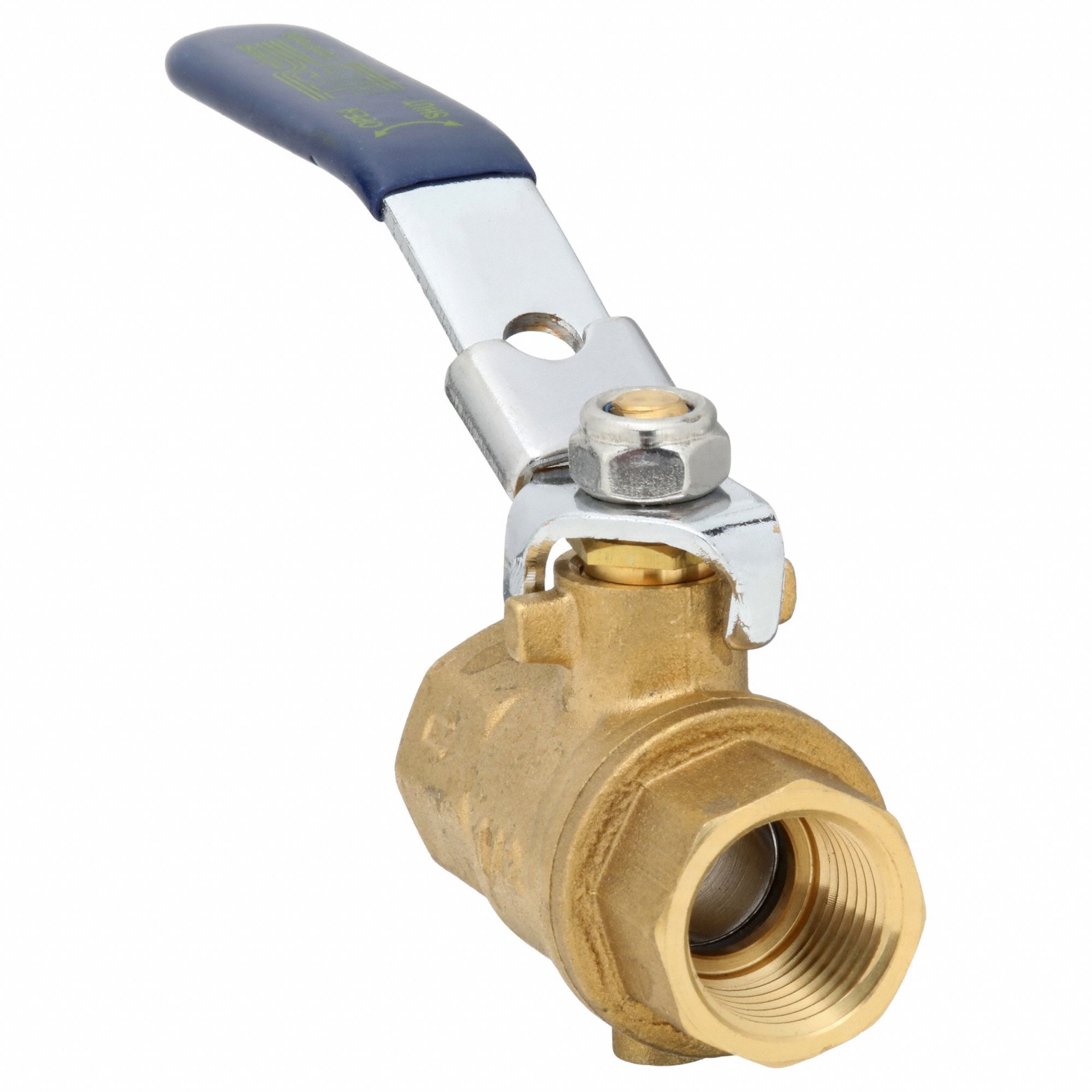 Manual Two-Way Ball Valve: 1/2 in, Brass, Straight, FNPT x FNPT, Full Port Ball Port