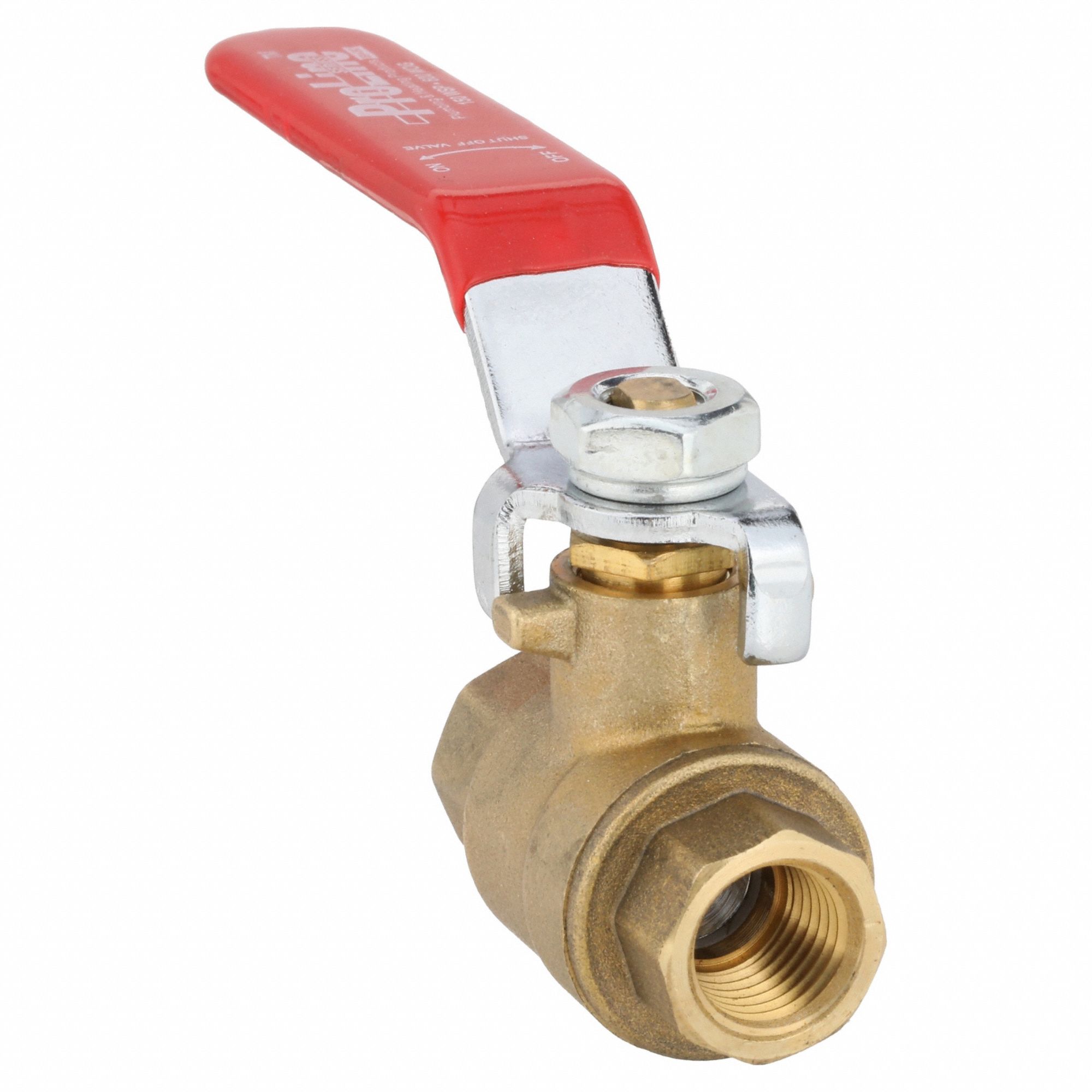 Manual Two-Way Ball Valve: 1/4 in, Brass, Straight, FIP x FIP, Full Port Ball Port
