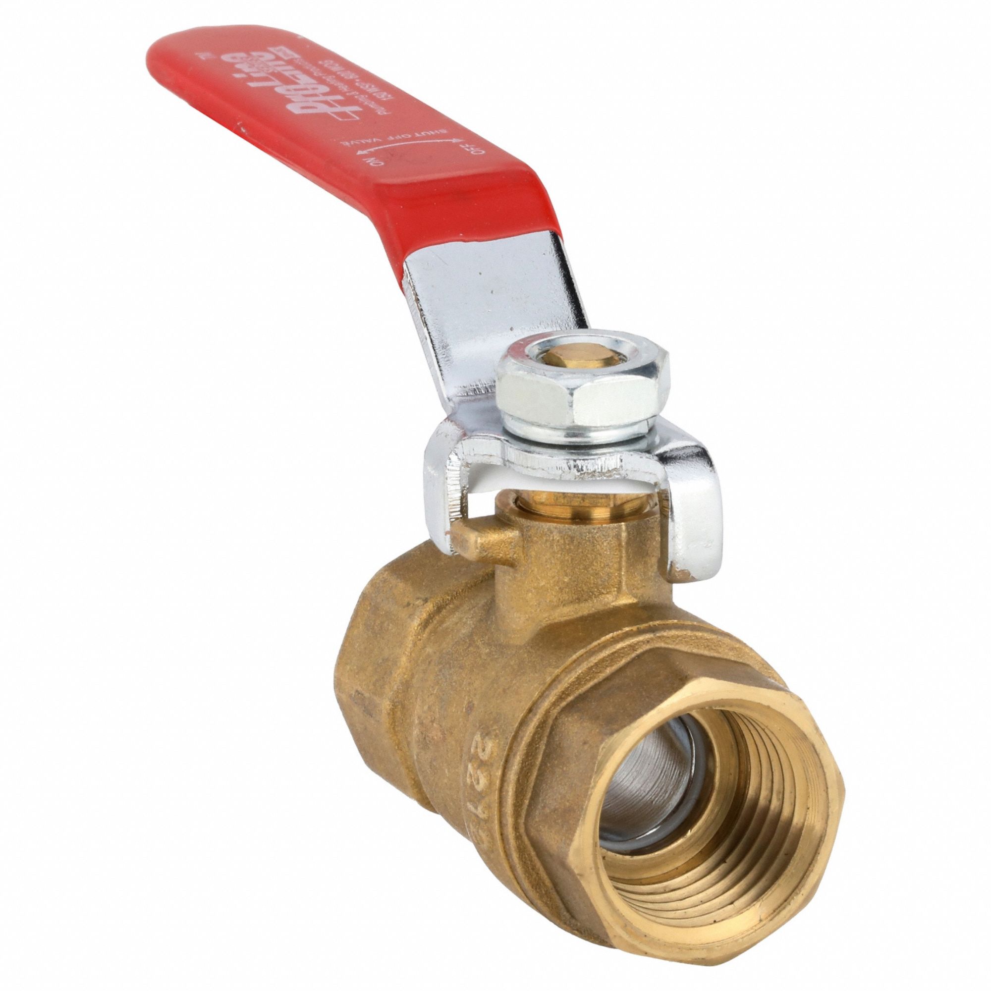 Manual Two-Way Ball Valve: 1/2 in, Brass, Straight, FIP x FIP, Full Port Ball Port
