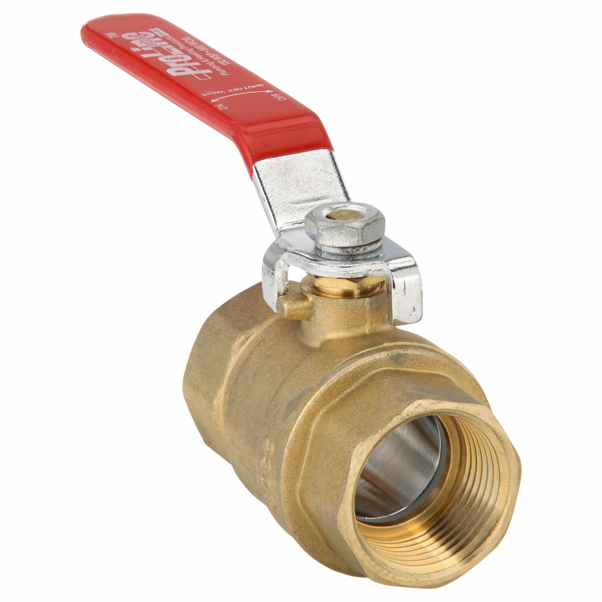 Manual Two-Way Ball Valve: 1 in, Brass, Straight, FIP x FIP, Full Port Ball Port