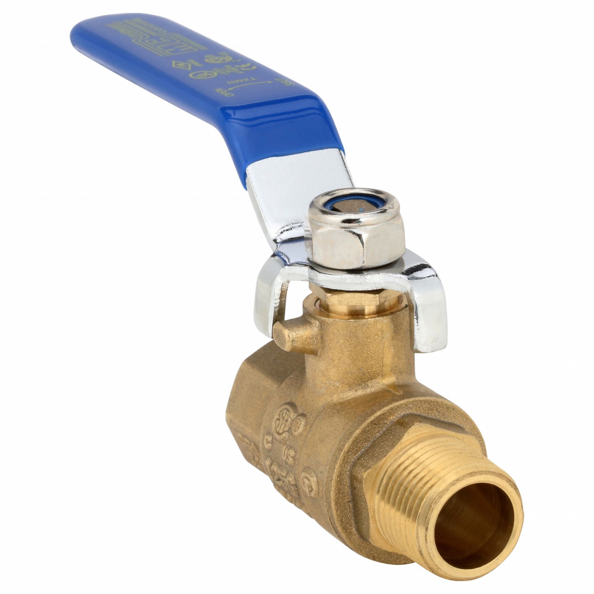 Manual Two-Way Ball Valve: 3/8 in, Straight, MNPT x FNPT, Full Port Ball Port, Lever