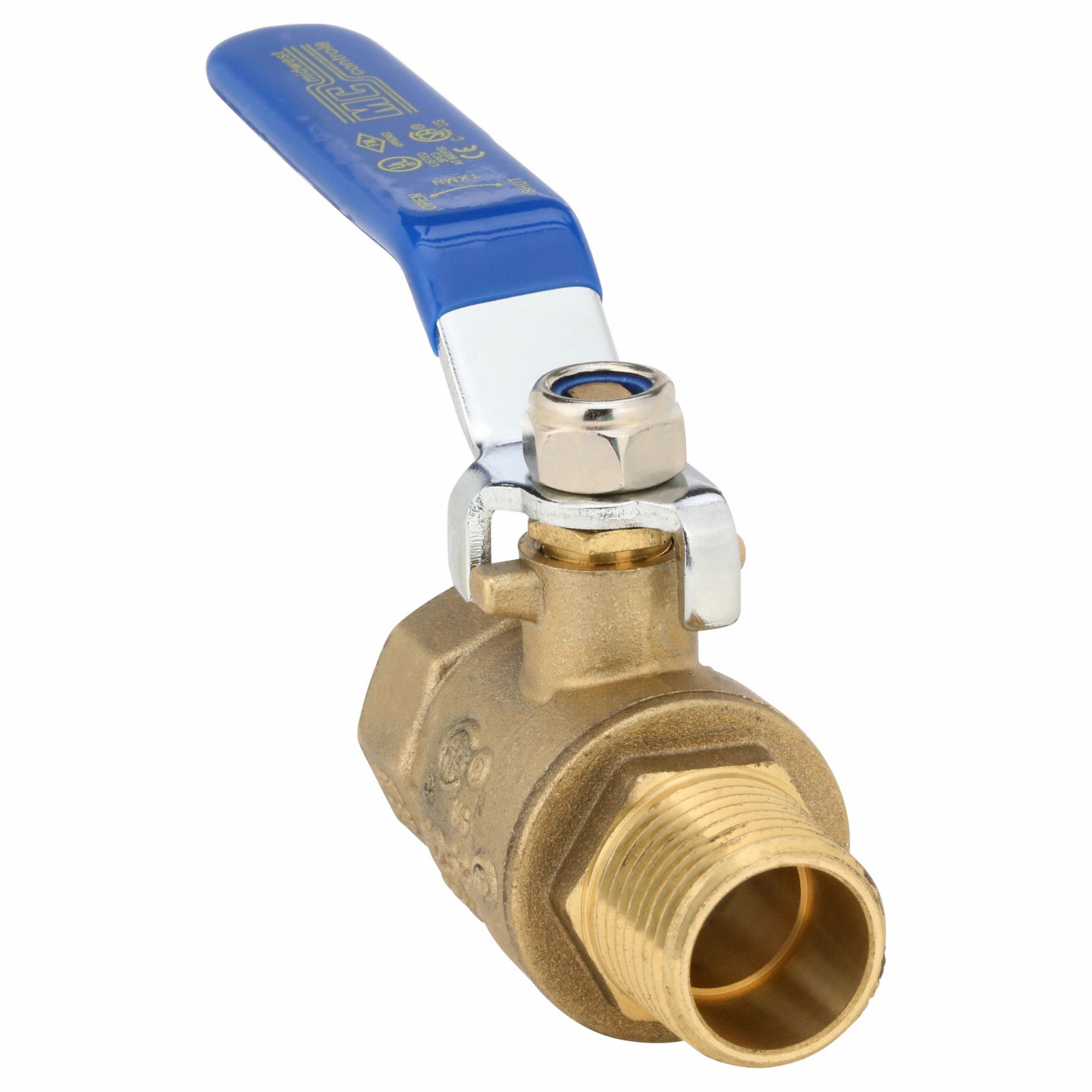 Manual Two-Way Ball Valve: 1/2 in, Straight, MNPT x FNPT, Full Port Ball Port, Lever