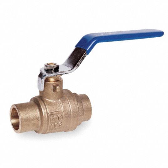 GRAINGER APPROVED Ball Valve, Brass, Inline, 2-Piece, Pipe Size 1/2 in ...