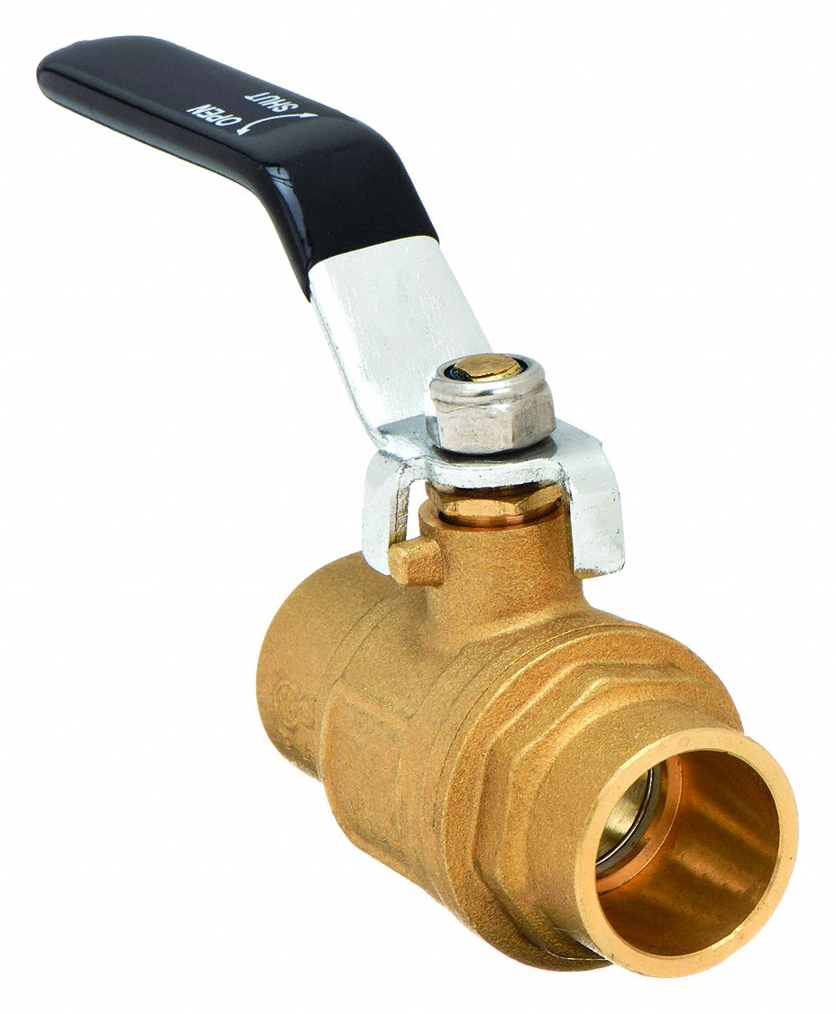 MANUAL TWO-WAY BALL VALVE: 1 IN, BRASS, STRAIGHT, SWEAT X SWEAT, FULL PORT BALL PORT