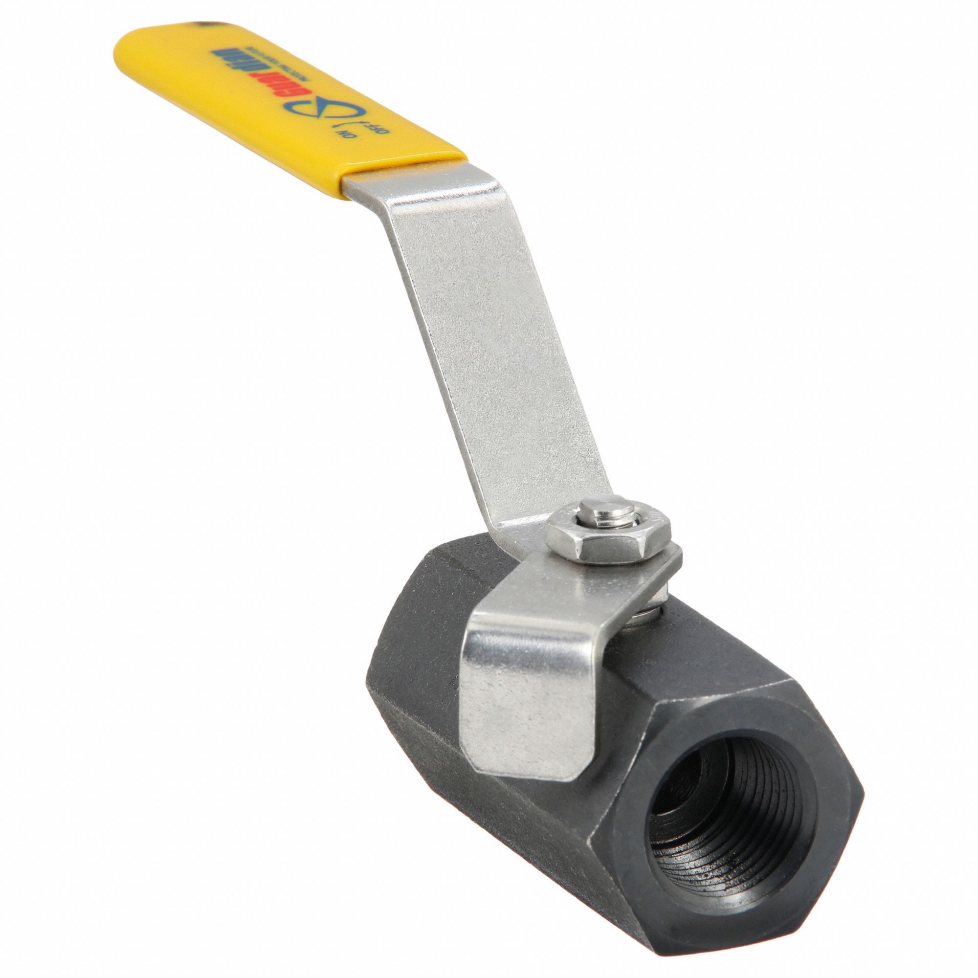 Manual Two-Way Ball Valve: 1/2 in, Carbon Steel, Straight, FNPT x FNPT, One-Piece