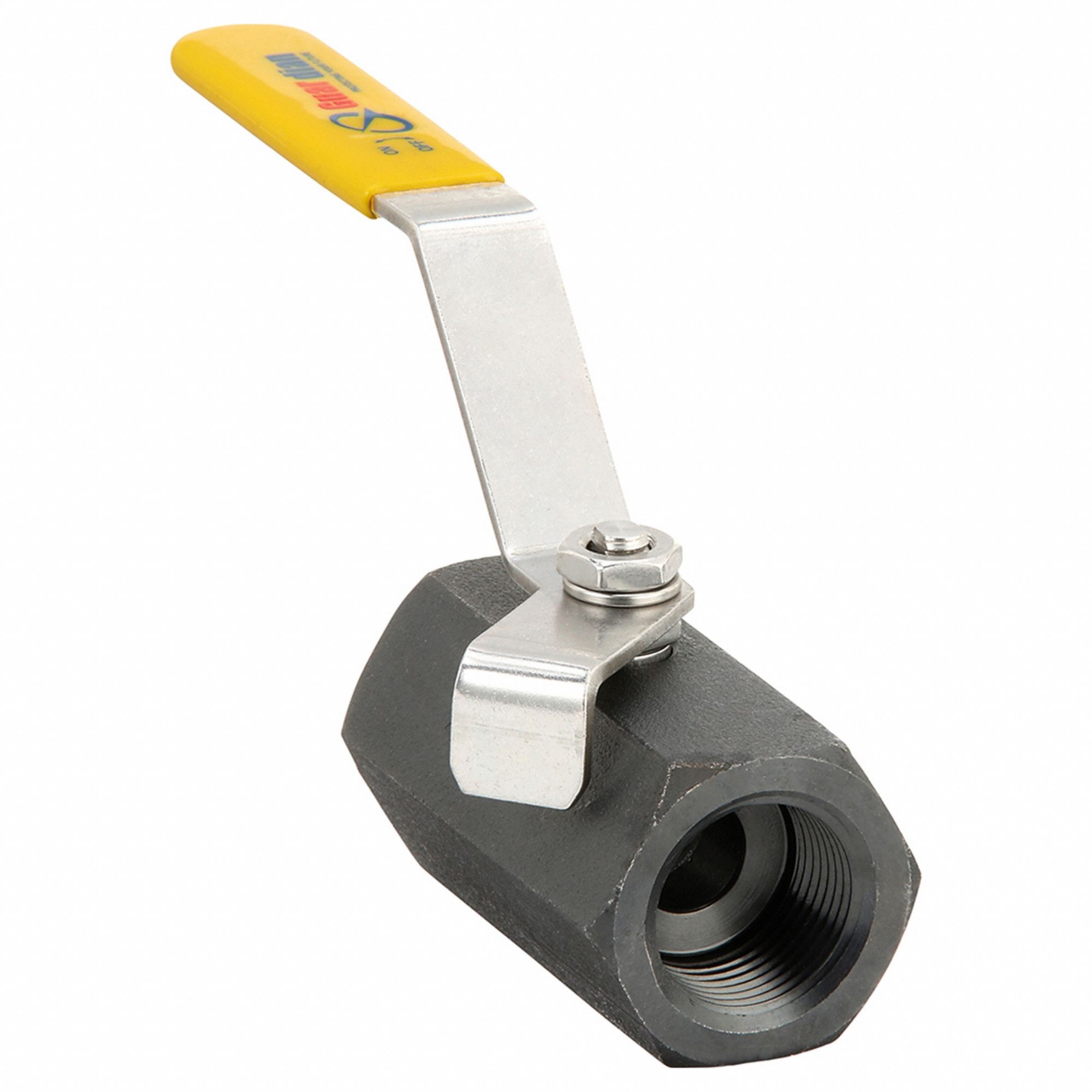 Manual Two-Way Ball Valve: 3/4 in, Carbon Steel, Straight, FNPT x FNPT, One-Piece