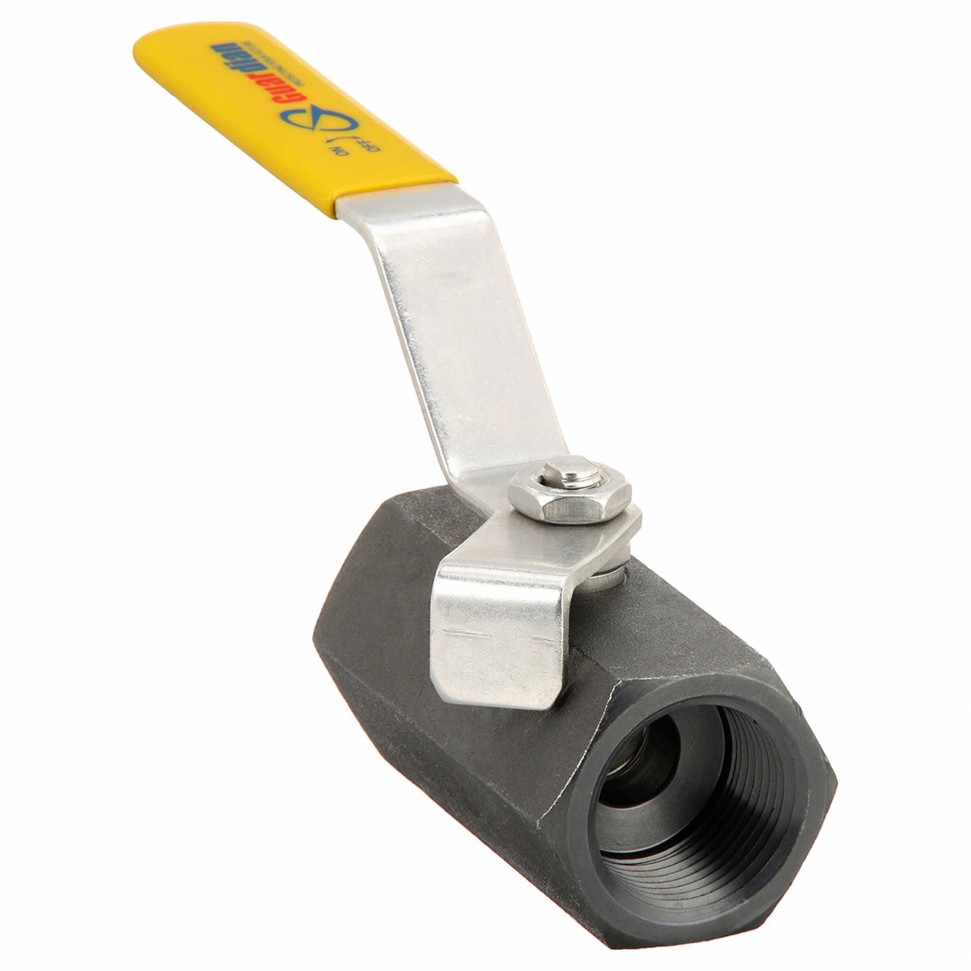 Manual Two-Way Ball Valve: 1 in, Carbon Steel, Straight, FNPT x FNPT, One-Piece