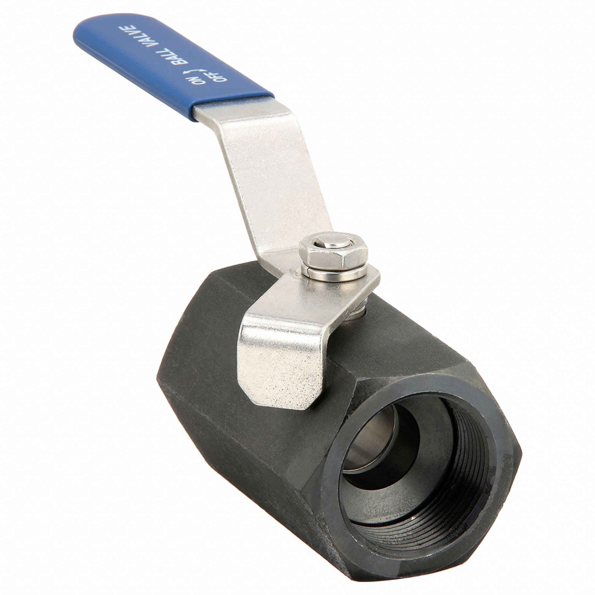 Manual Two-Way Ball Valve: 1 1/2 in, Carbon Steel, Straight, FNPT x FNPT, One-Piece