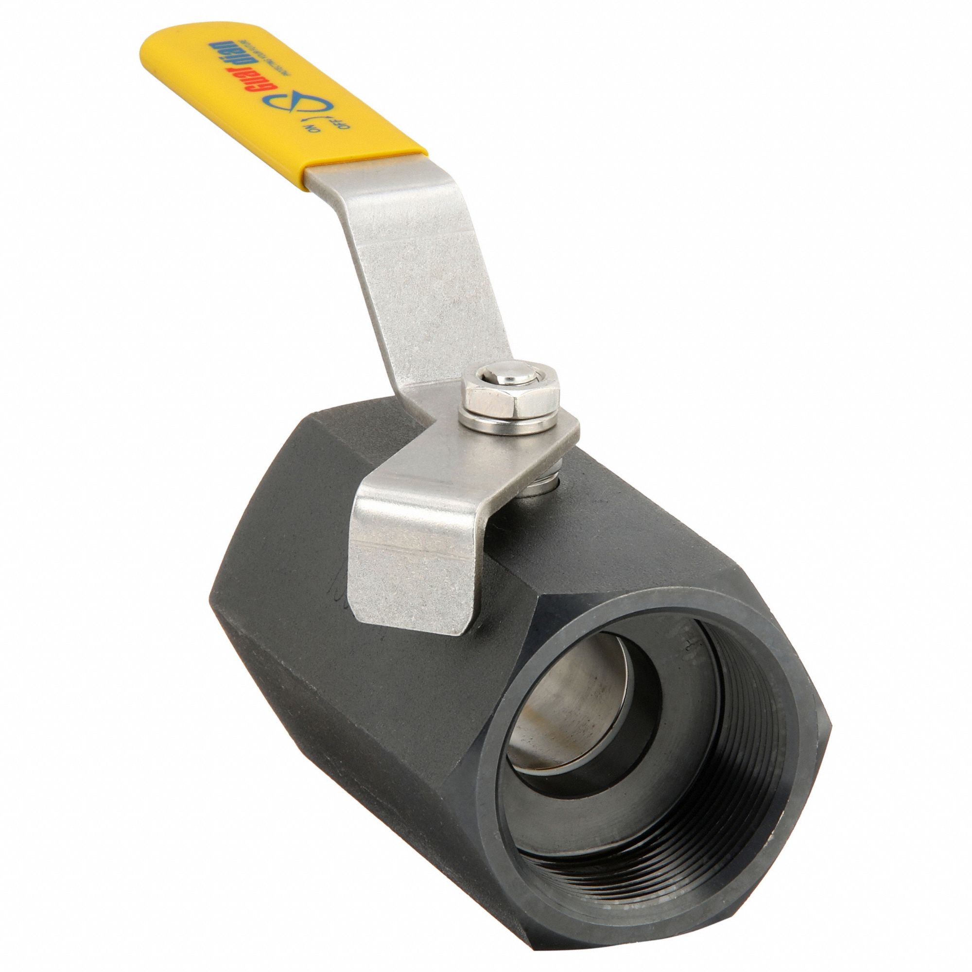 Manual Two-Way Ball Valve: 2 in, Carbon Steel, Straight, FNPT x FNPT, One-Piece