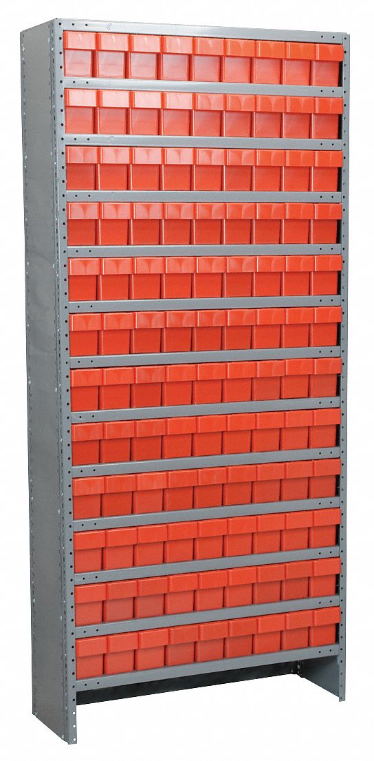 Enclosed Shelving Unit With Bins,Red