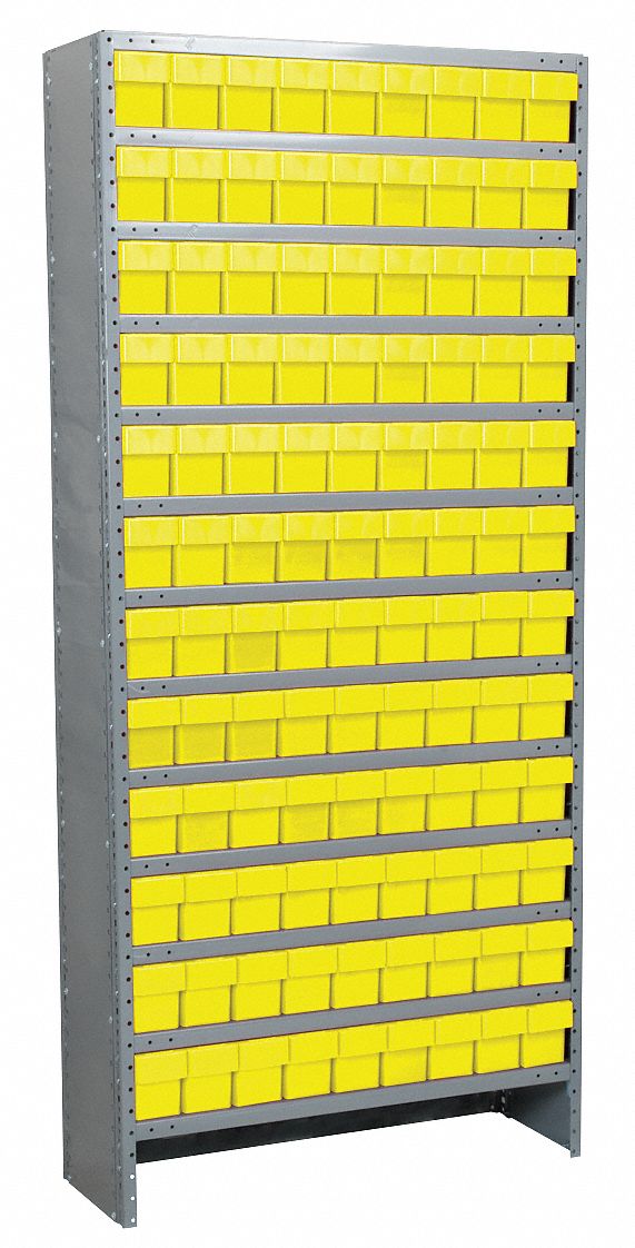 Enclosed Shelving Unit With Bins,Yellow