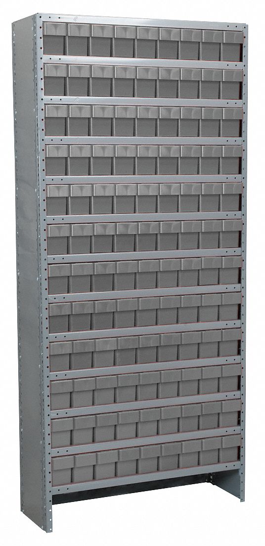 Enclosed Shelving Unit With Bins,Gray