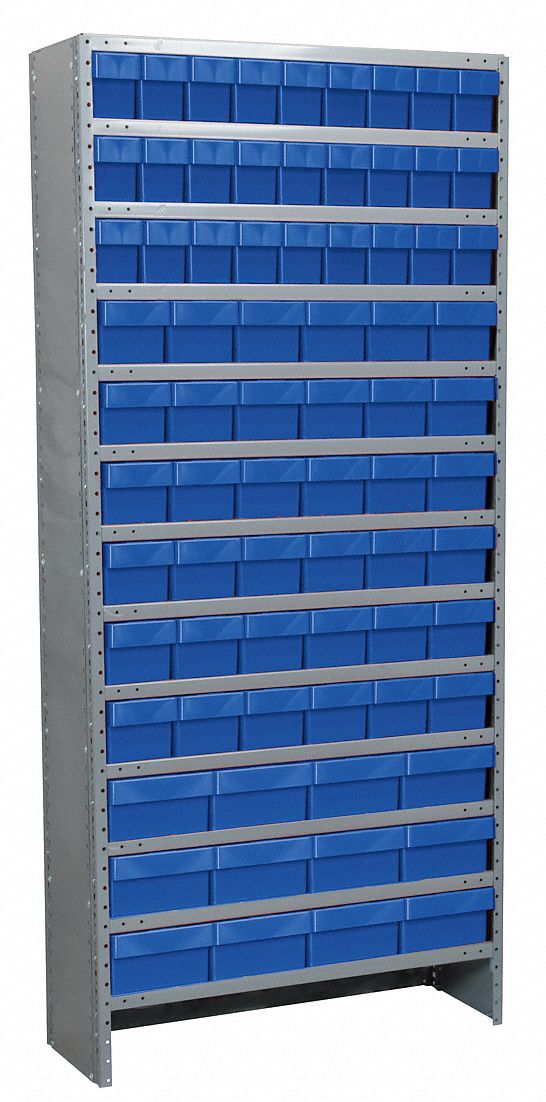 Enclosed Shelving Unit With Bins,Blue