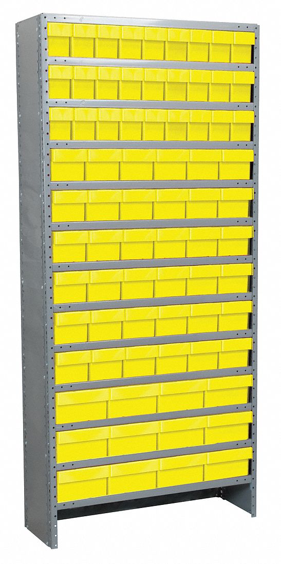 Enclosed Shelving Unit With Bins,Yellow