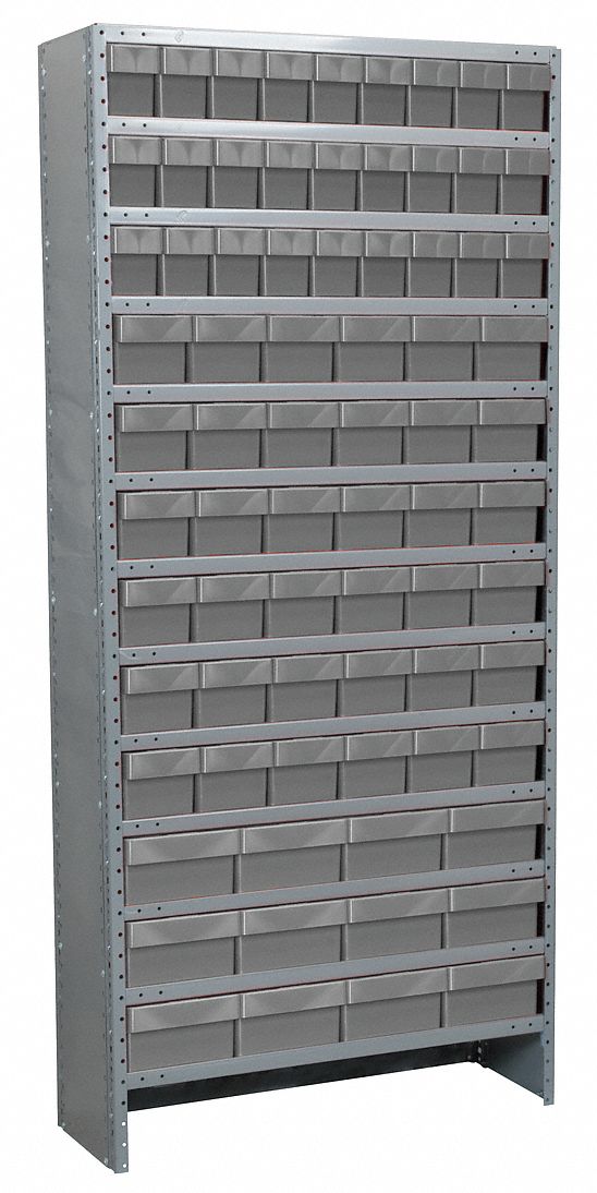 Enclosed Shelving Unit With Bins,Gray