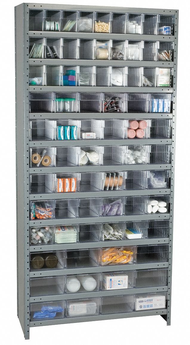 Enclosed Shelving Unit With Bins,Clear
