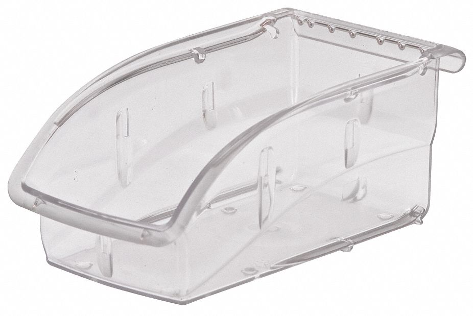 Hang and Stack Bin: 4 1/8 in x 7 3/8 in x 3 1/4 in, Clear, Label Holder Included, 305A3