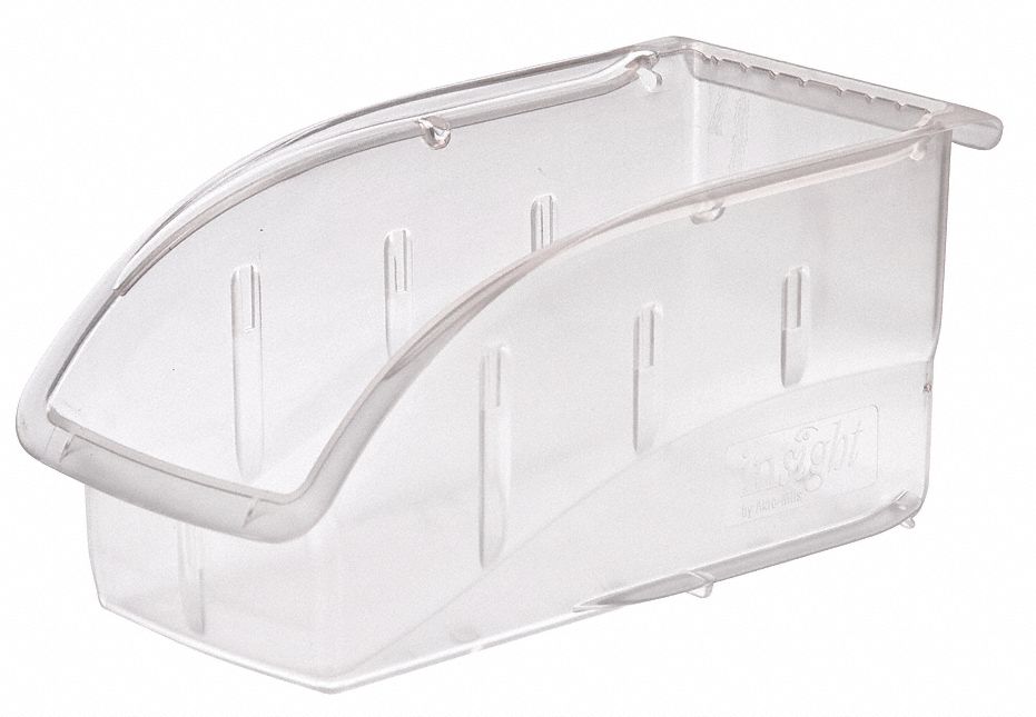 AKROMILS, 5 1/2 in x 10 7/8 in x 5 1/4 in, Clear, Hang and Stack Bin