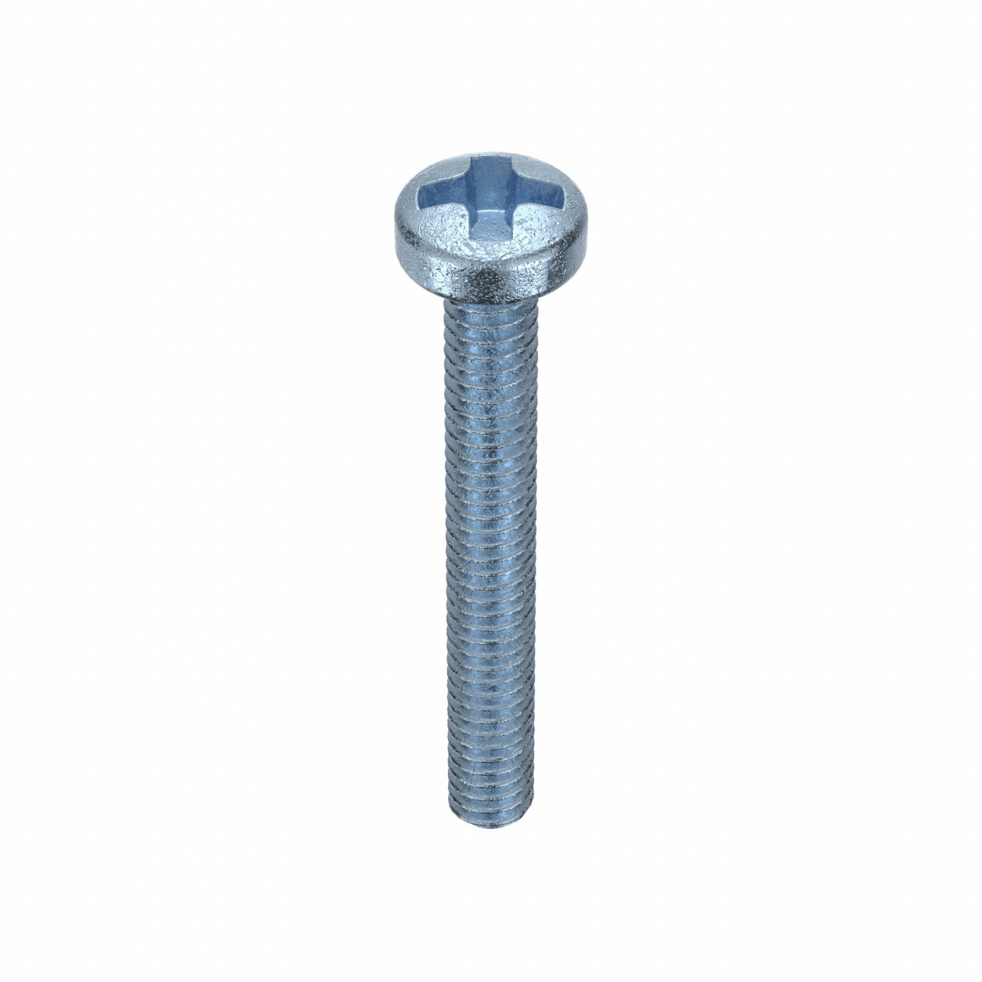 Machine Screws: M2x0.40 Thread Size, 16 mm Lg, Steel, Zinc-Plated, Pan, Phillips, 100 PK