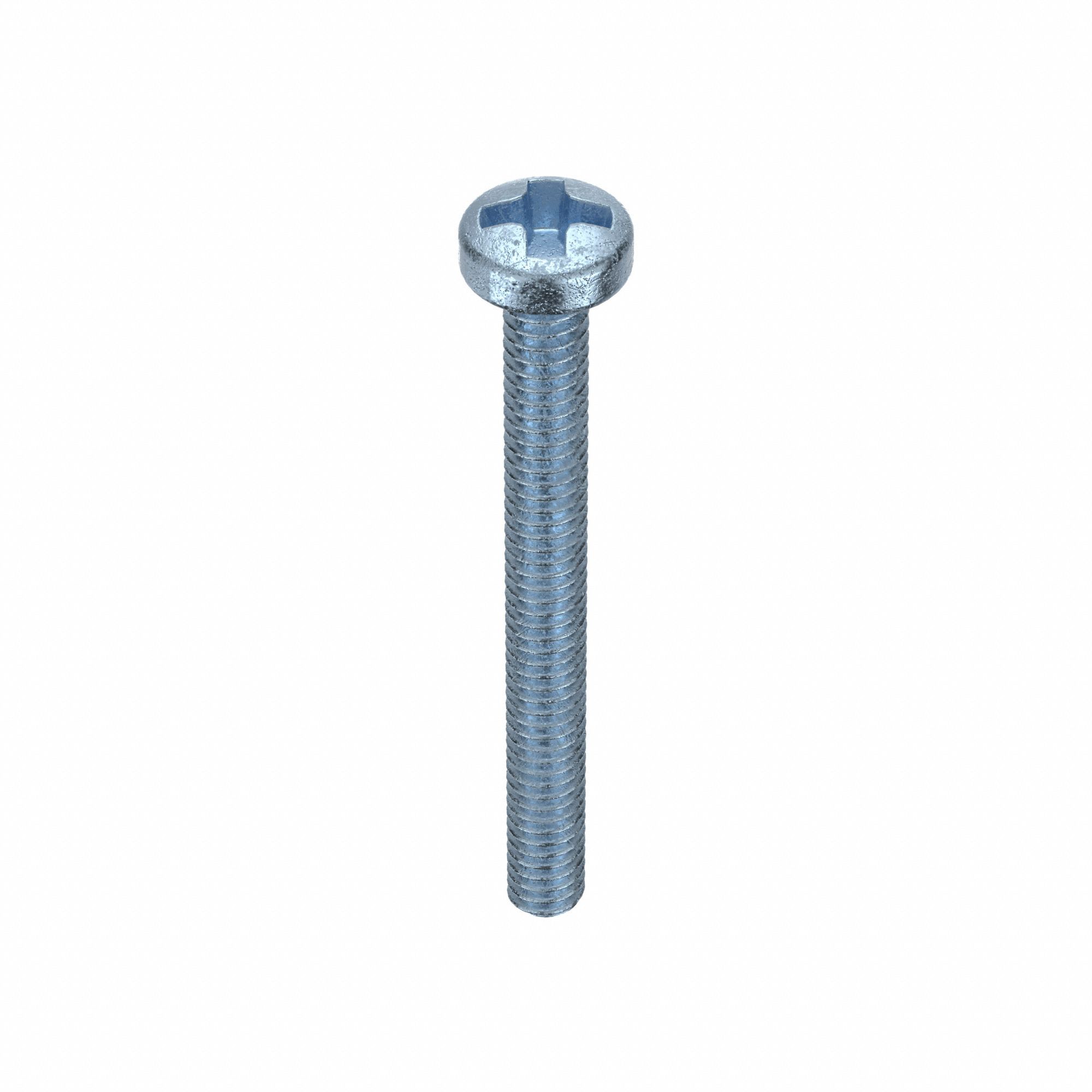 Machine Screw: M2x0.40 Thread Size, 20 mm Lg, Class 4.8, Steel, Zinc-Plated, Cheese, 100 PK